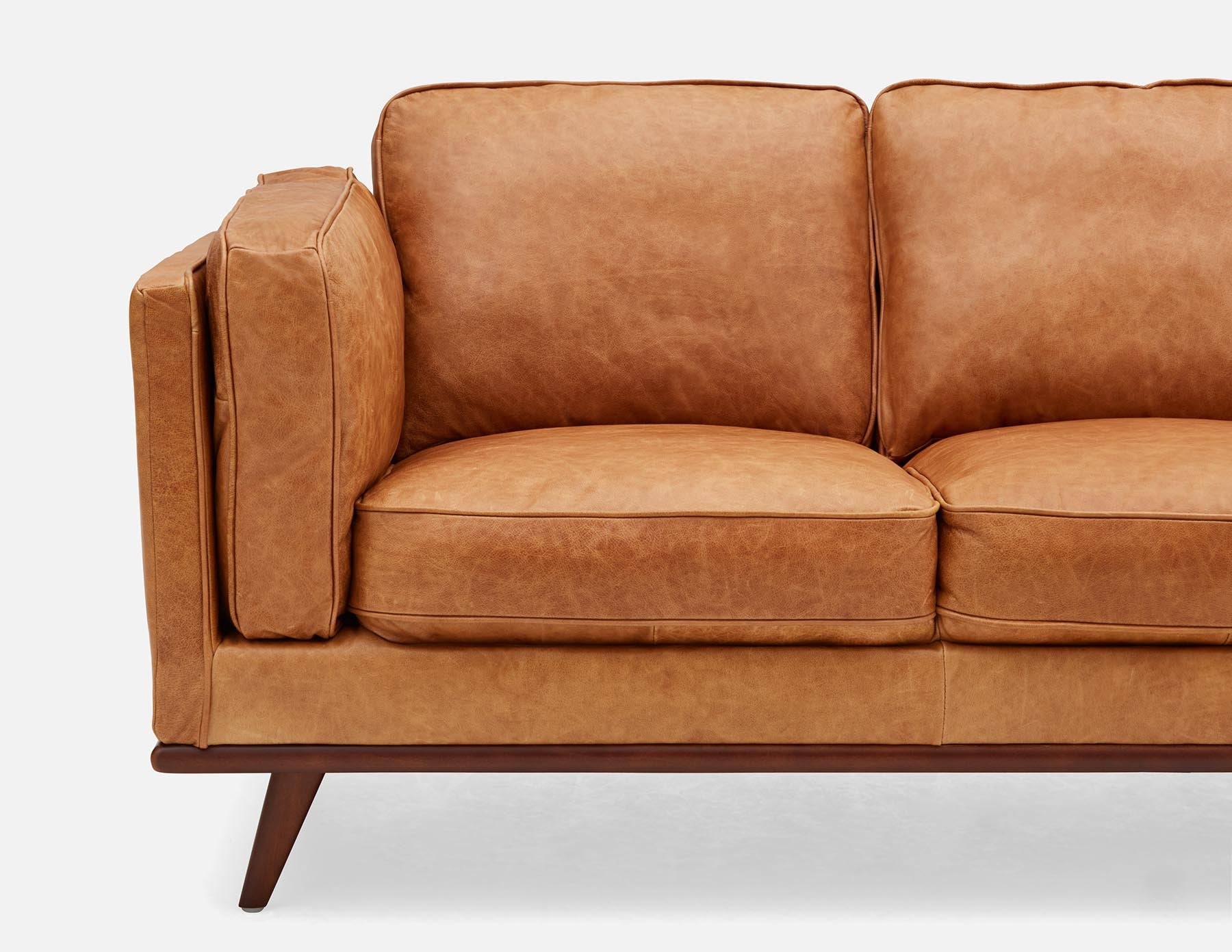 ROWAN mid-century modern 100% leather 3-seater sofa undefined