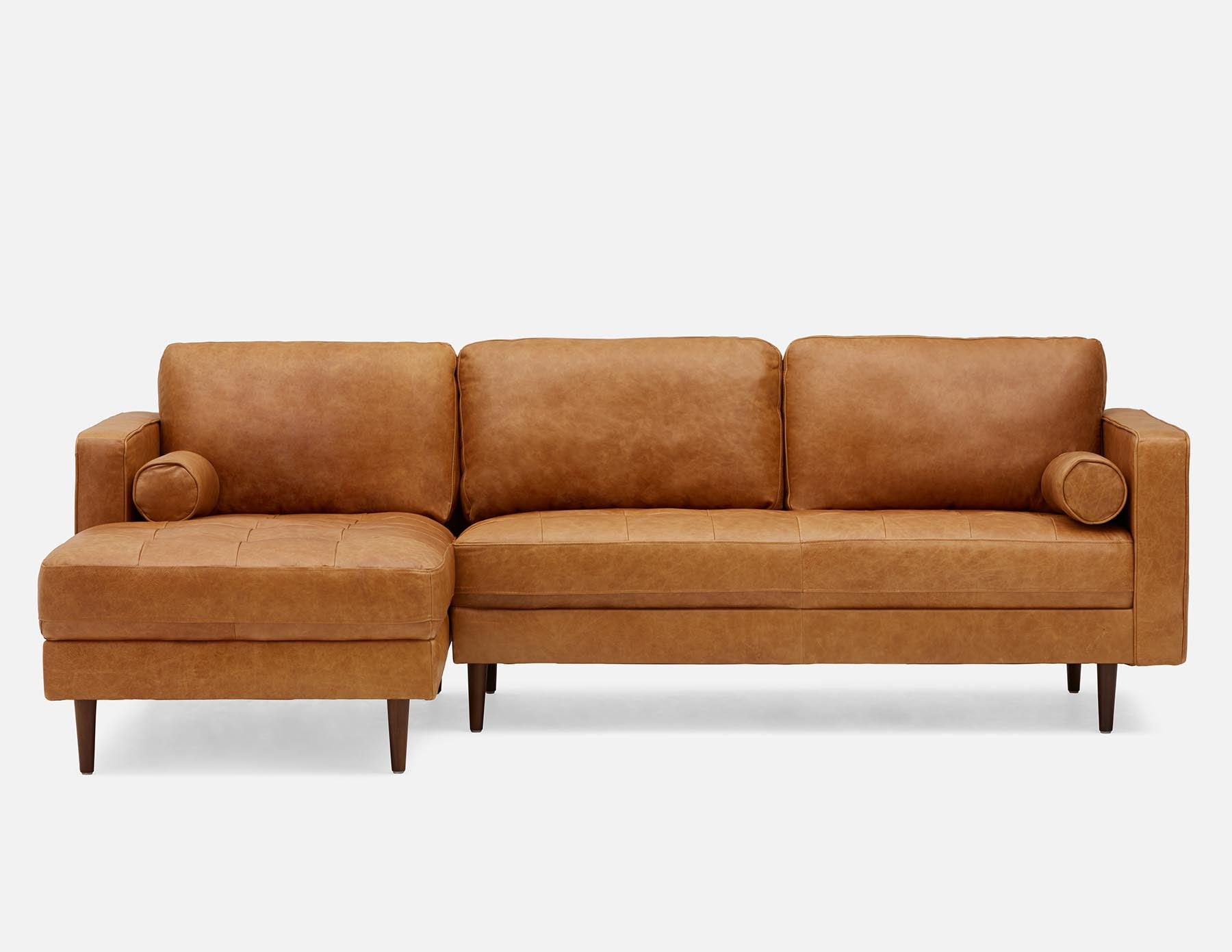 KINSEY mid-century modern left-facing 100% leather sectional sofa undefined