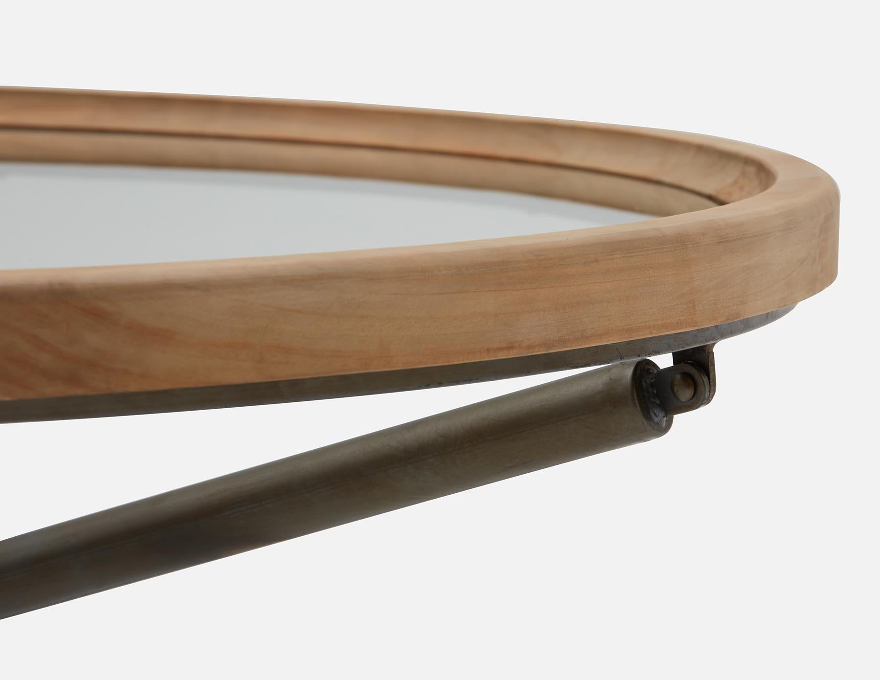 KAY table basse avec plateau en bois de sapin et verre trempé 100 cm diam. undefined