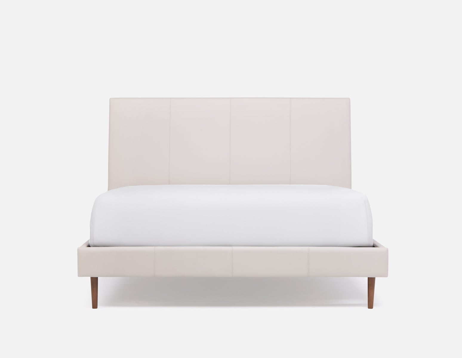 JAVIER mid-century modern 100% leather queen size bed undefined