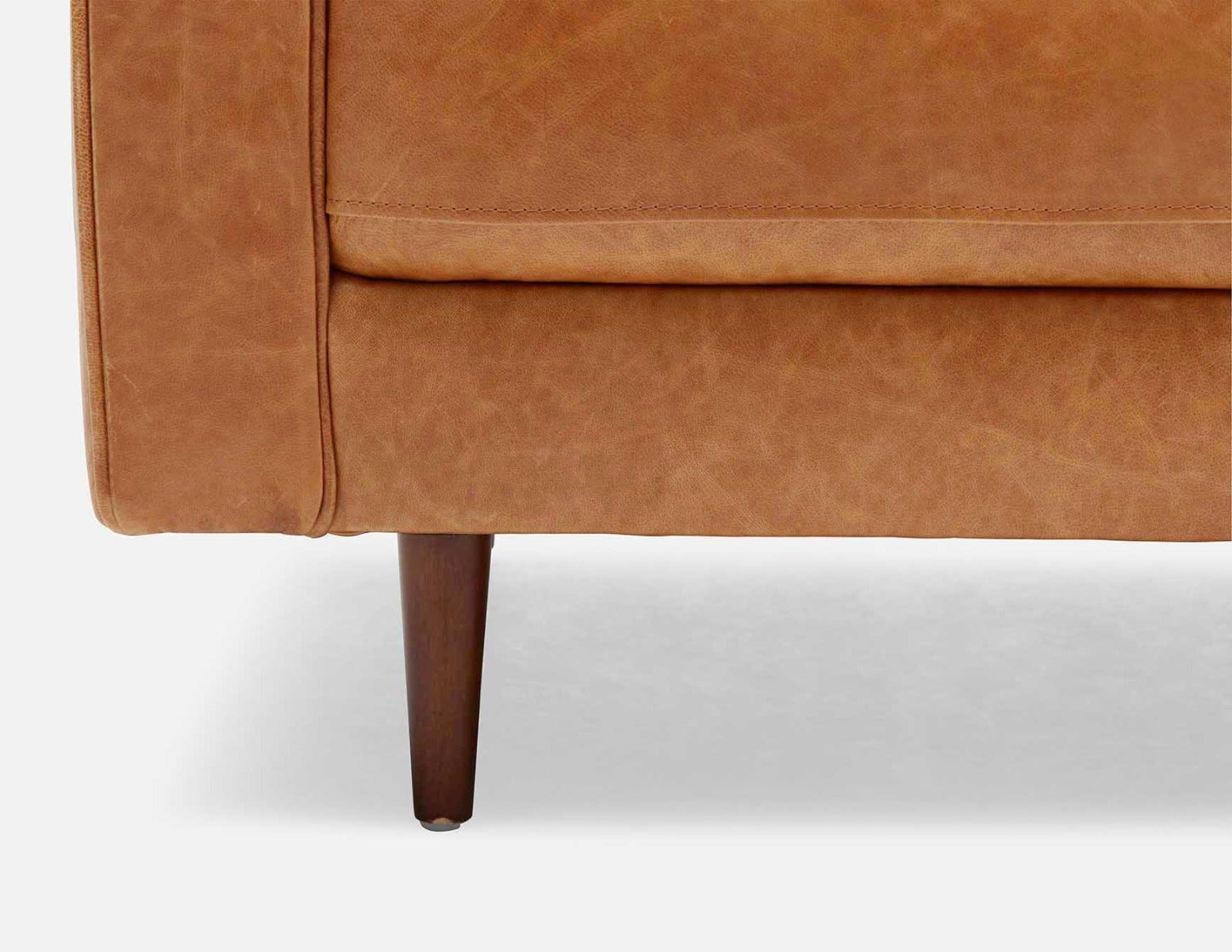 KINSEY mid-century modern 100% leather 3-seater sofa undefined