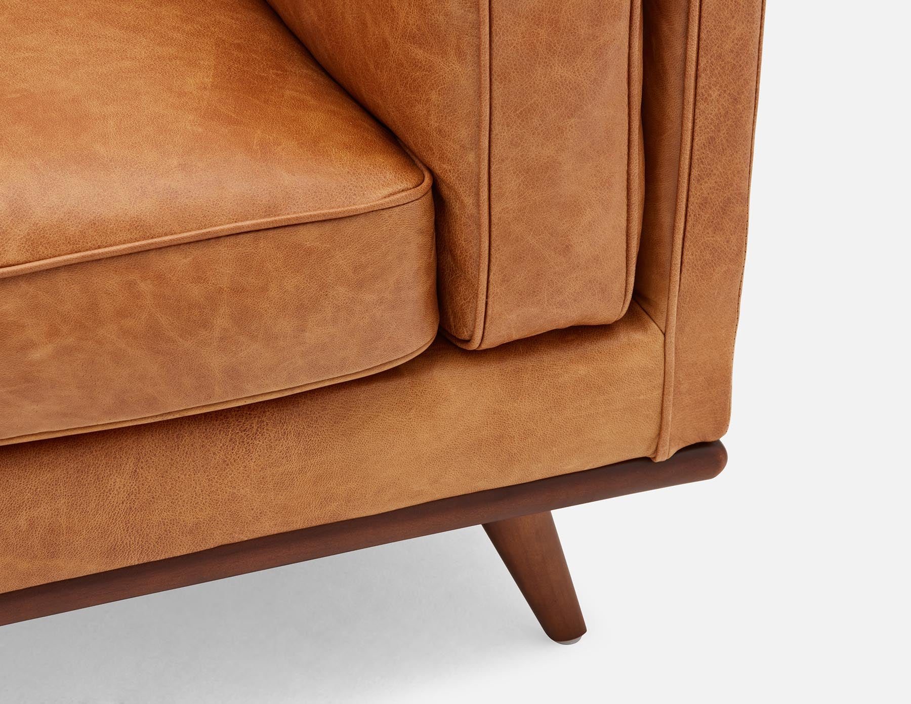 ROWAN mid-century modern 100% leather 3-seater sofa undefined