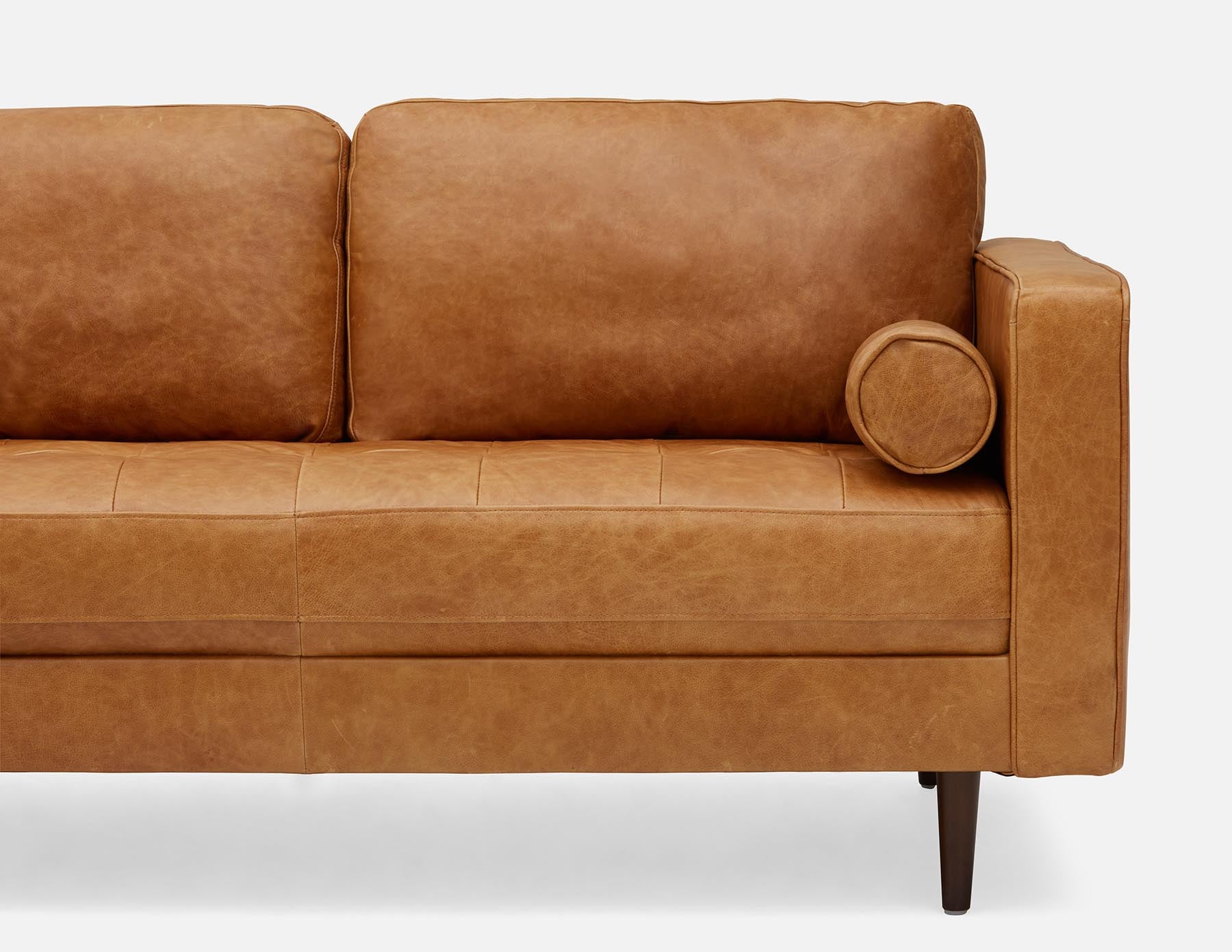 KINSEY mid-century modern left-facing 100% leather sectional sofa undefined