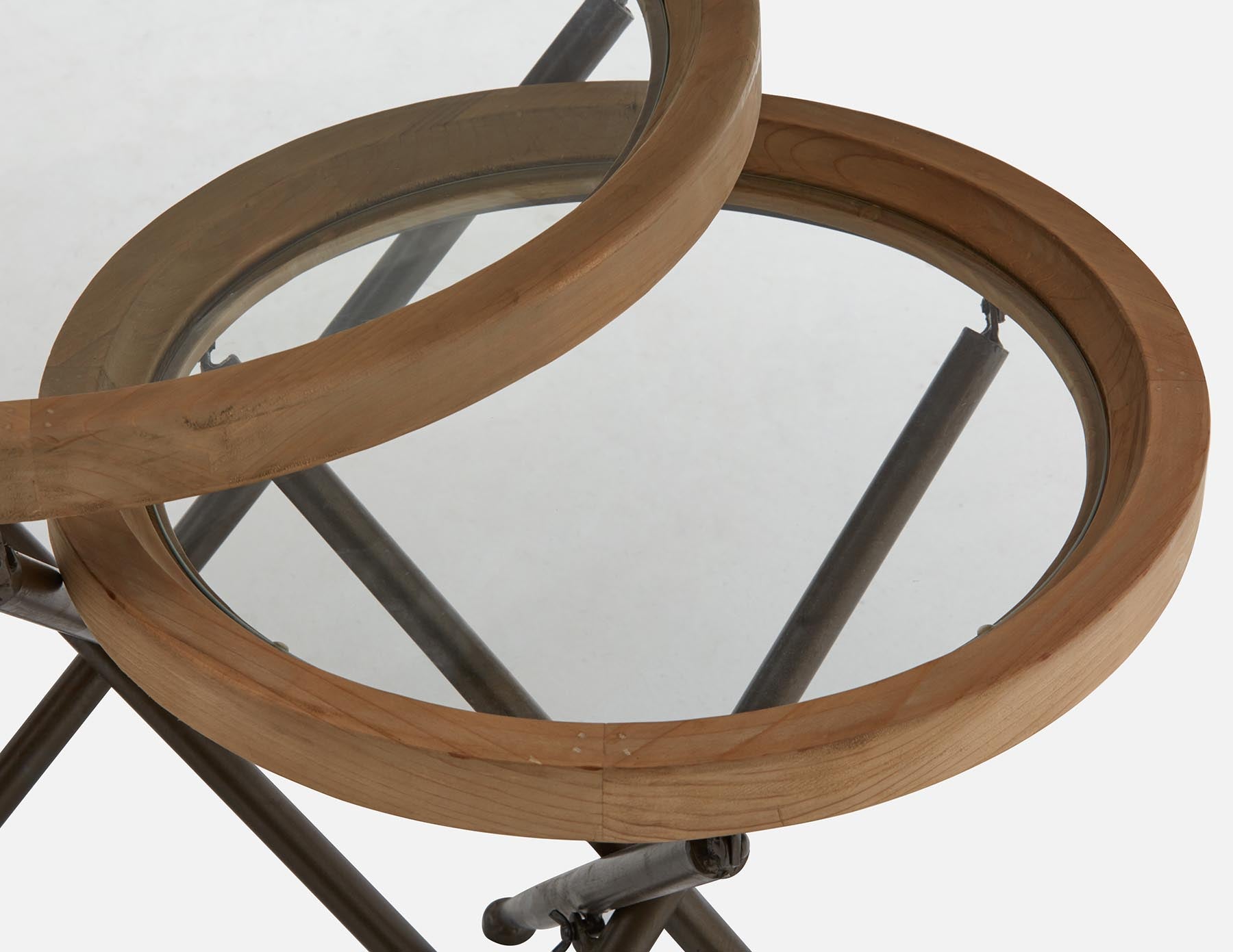 KAY set of 2 fir wood nesting tables with tempered glass tops undefined