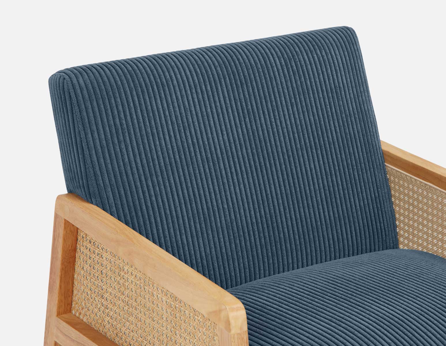 BECKETT armchair with corduroy and rattan accents undefined