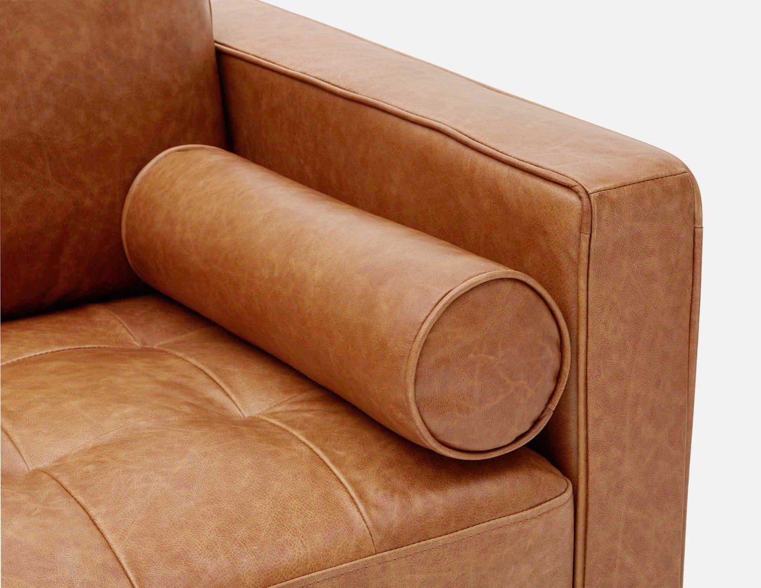 KINSEY mid-century modern 100% leather 3-seater sofa undefined