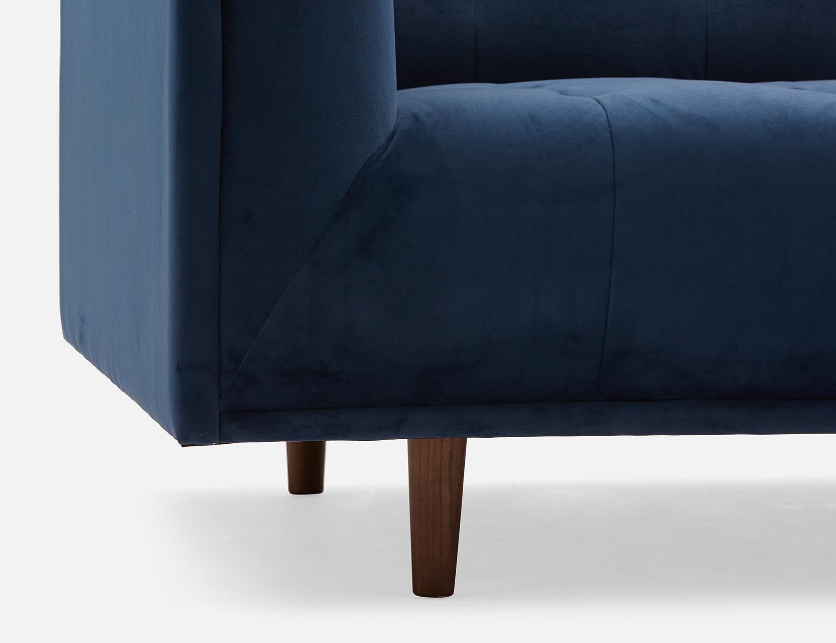 LORETTA mid-century modern velvet 3-seater sofa undefined
