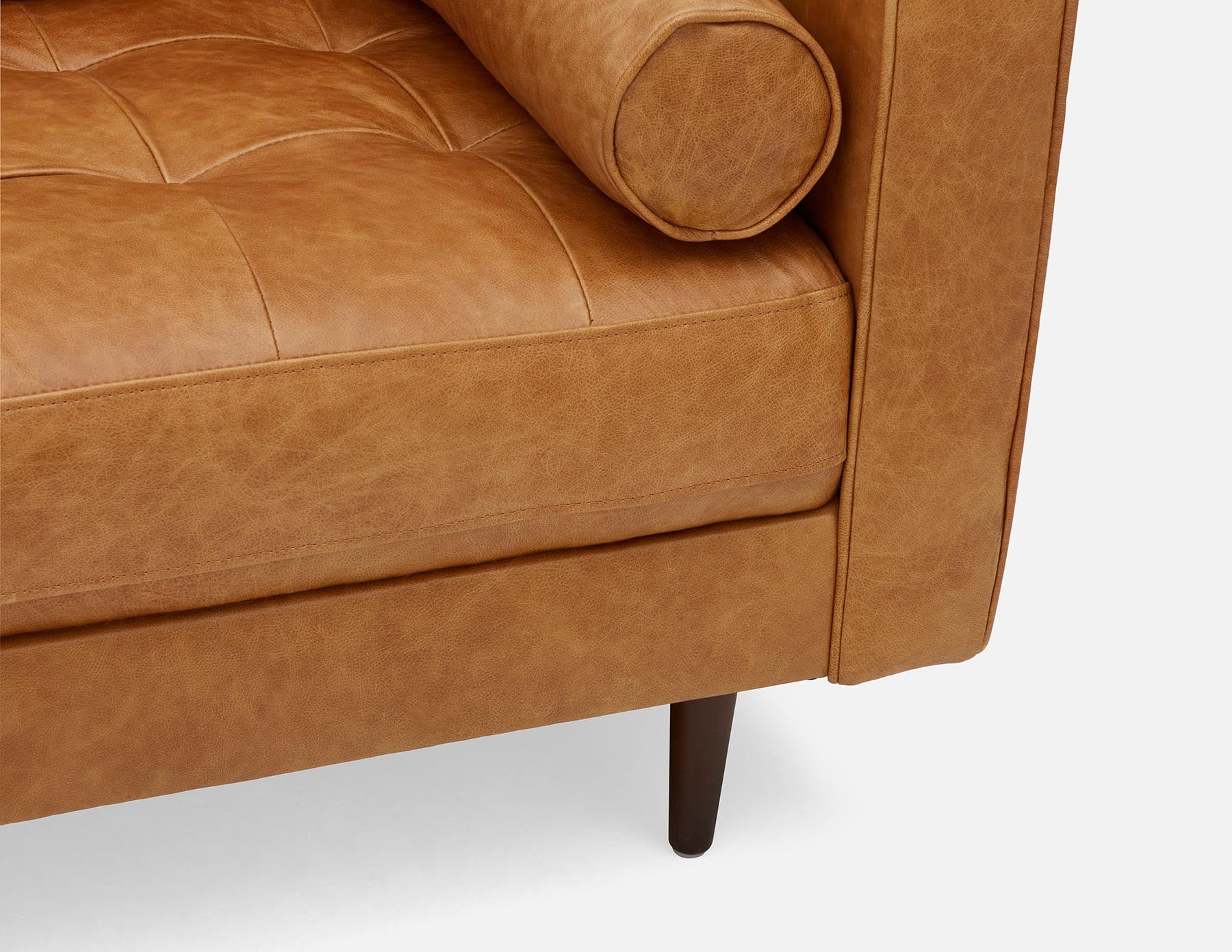 KINSEY mid-century modern left-facing 100% leather sectional sofa undefined