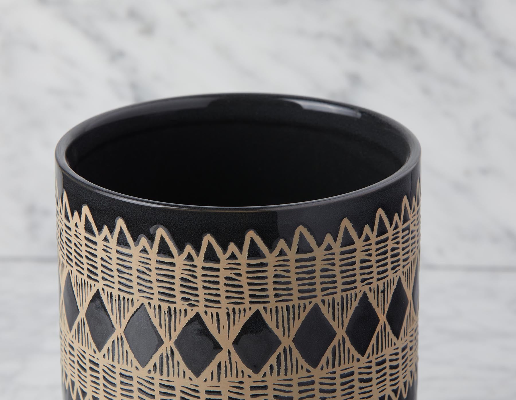 ADEN ceramic pot with wood stand 22 cm undefined