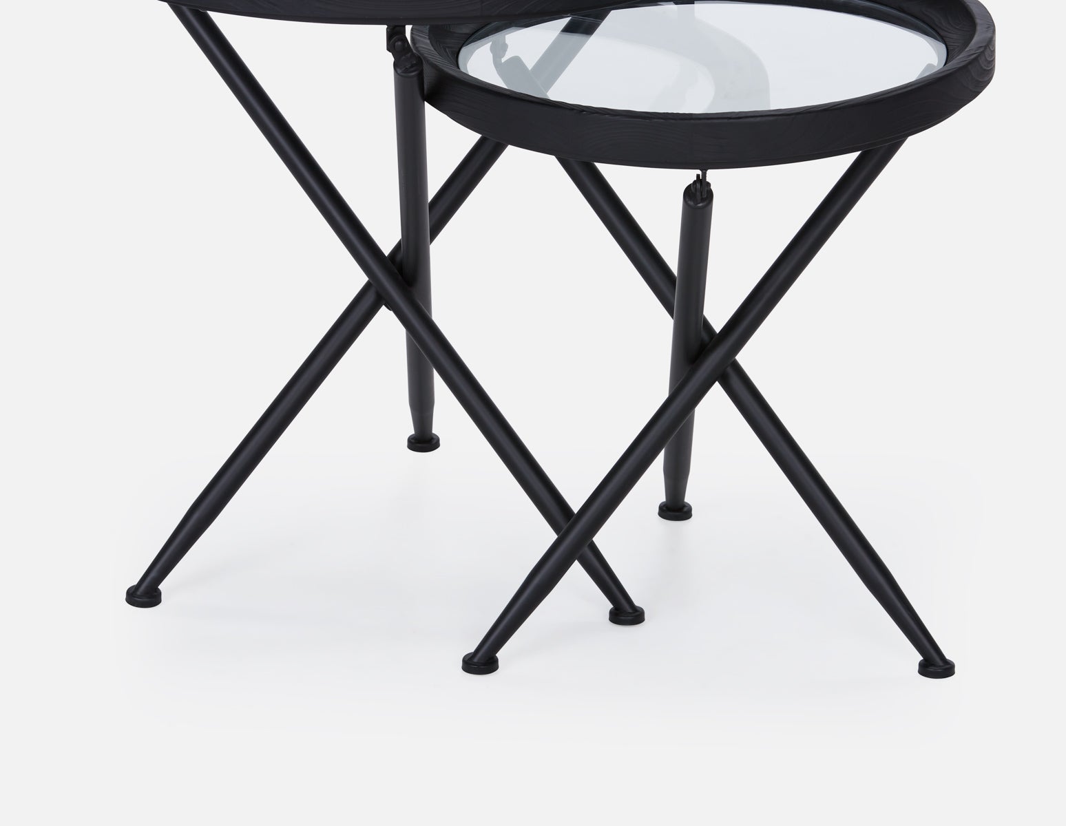 KAY ensemble de 2 tables gigognes en bois de sapin avec plateaux en verre trempé undefined