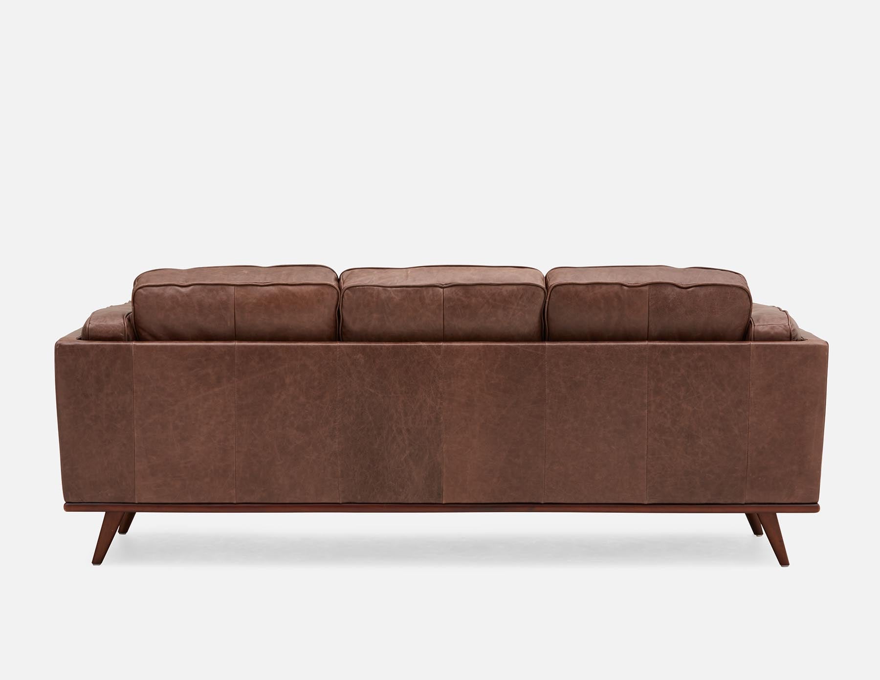 ROWAN mid-century modern 100% leather 3-seater sofa undefined