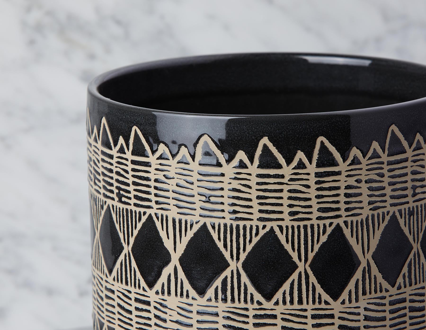 ADEN ceramic pot with wood stand 22 cm undefined