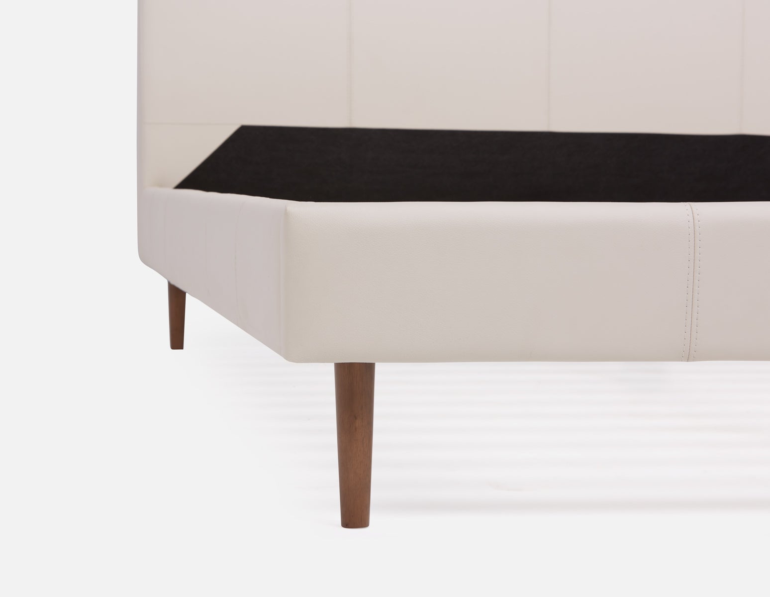 JAVIER mid-century modern 100% leather queen size bed undefined
