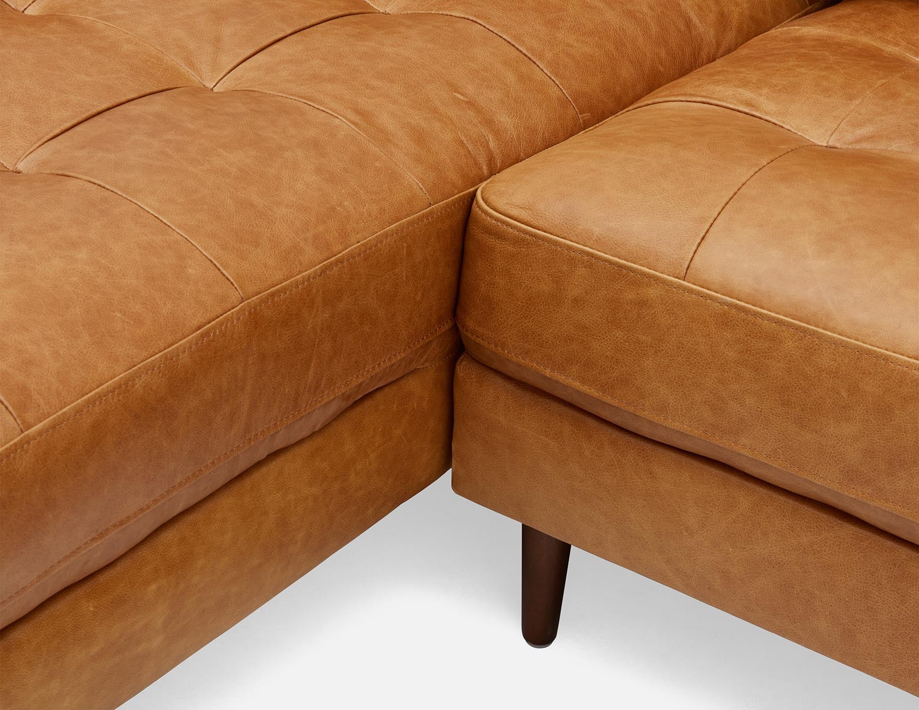 KINSEY mid-century modern left-facing 100% leather sectional sofa undefined