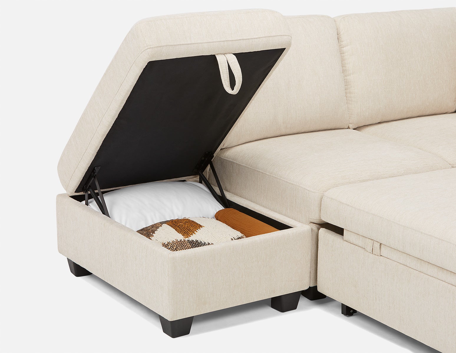 DELPHINE traditional left-facing sectional sofa-bed with storage undefined