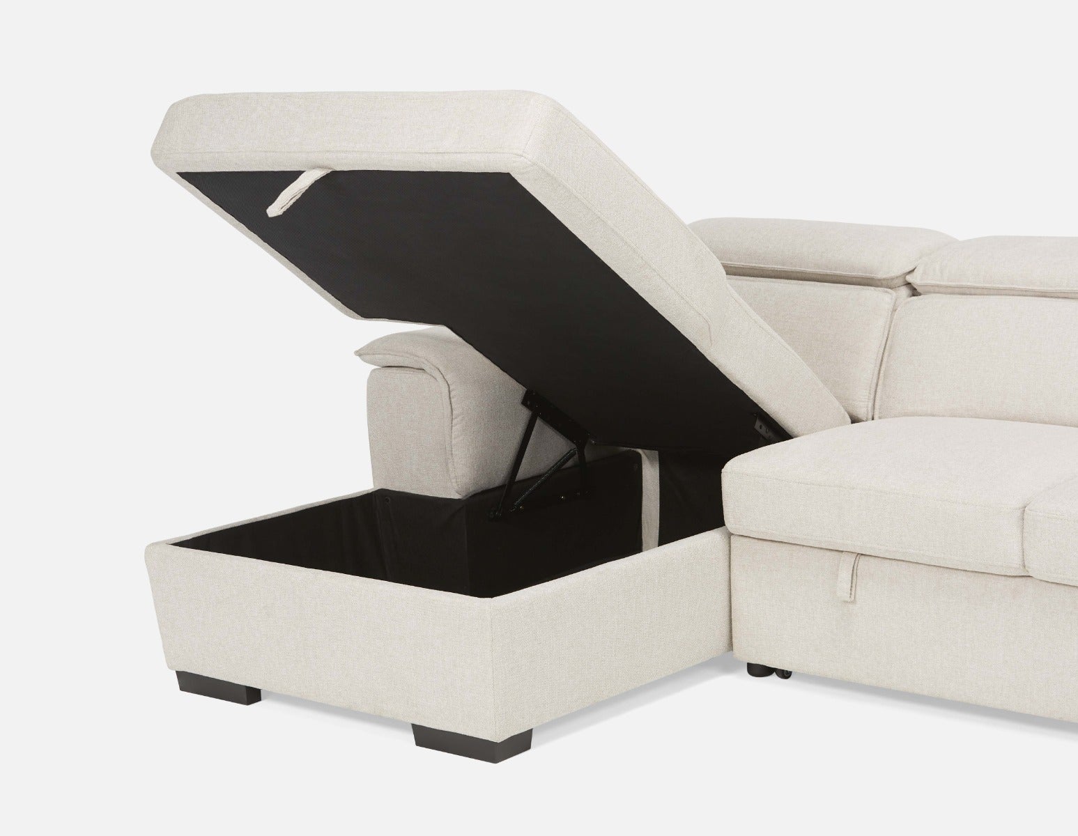 ODETTE contemporary left-facing sectional sofa-bed with storage undefined
