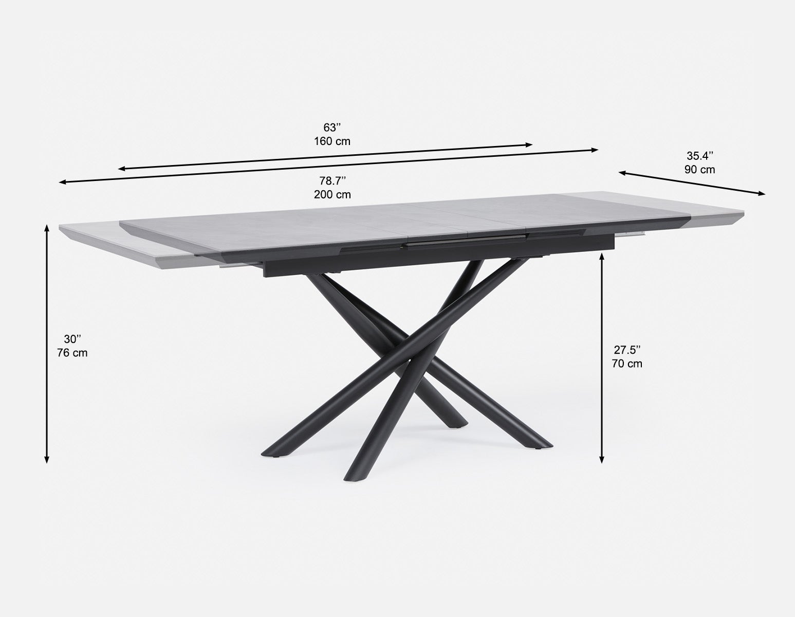 TUVA modern contemporary extendable ceramic dining table 160cm-200cm undefined
