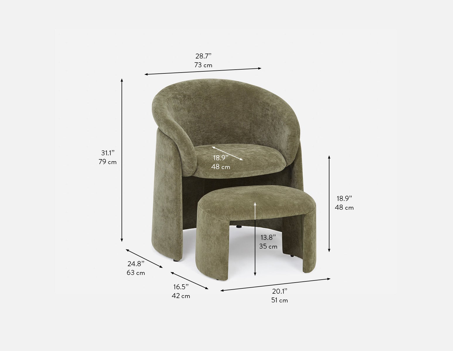 HANCHA chaise d'appoint moderne avec pouf undefined