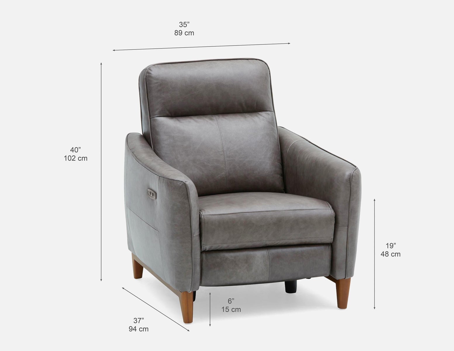 PALMER contemporary modern power-reclining 100% leather armchair undefined