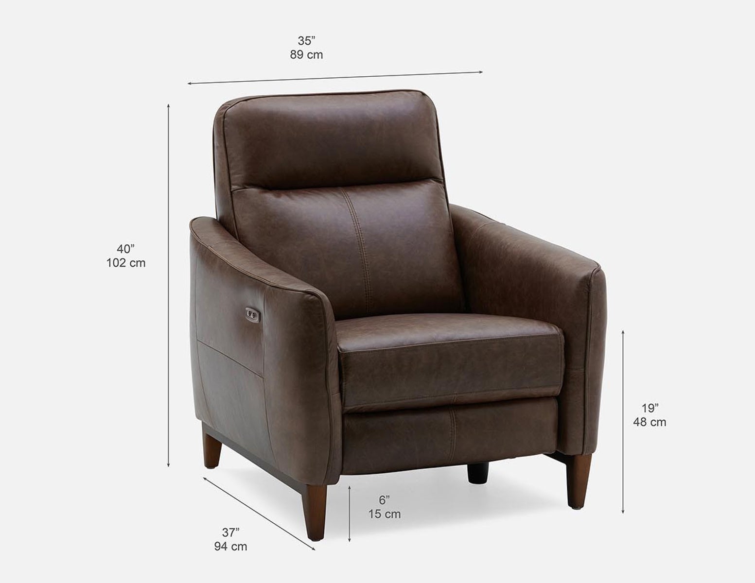 PALMER contemporary modern power-reclining 100% leather armchair undefined