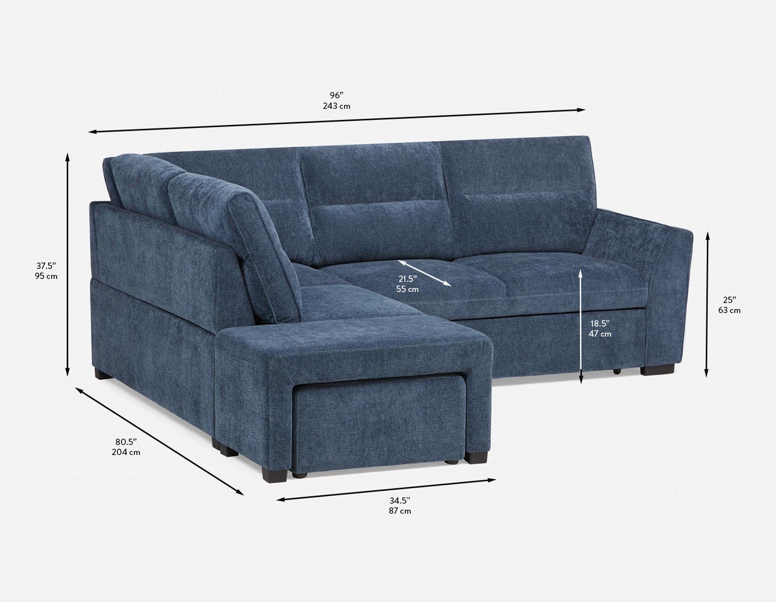 MINNESOTA left-facing sectional sofa-bed with storage undefined