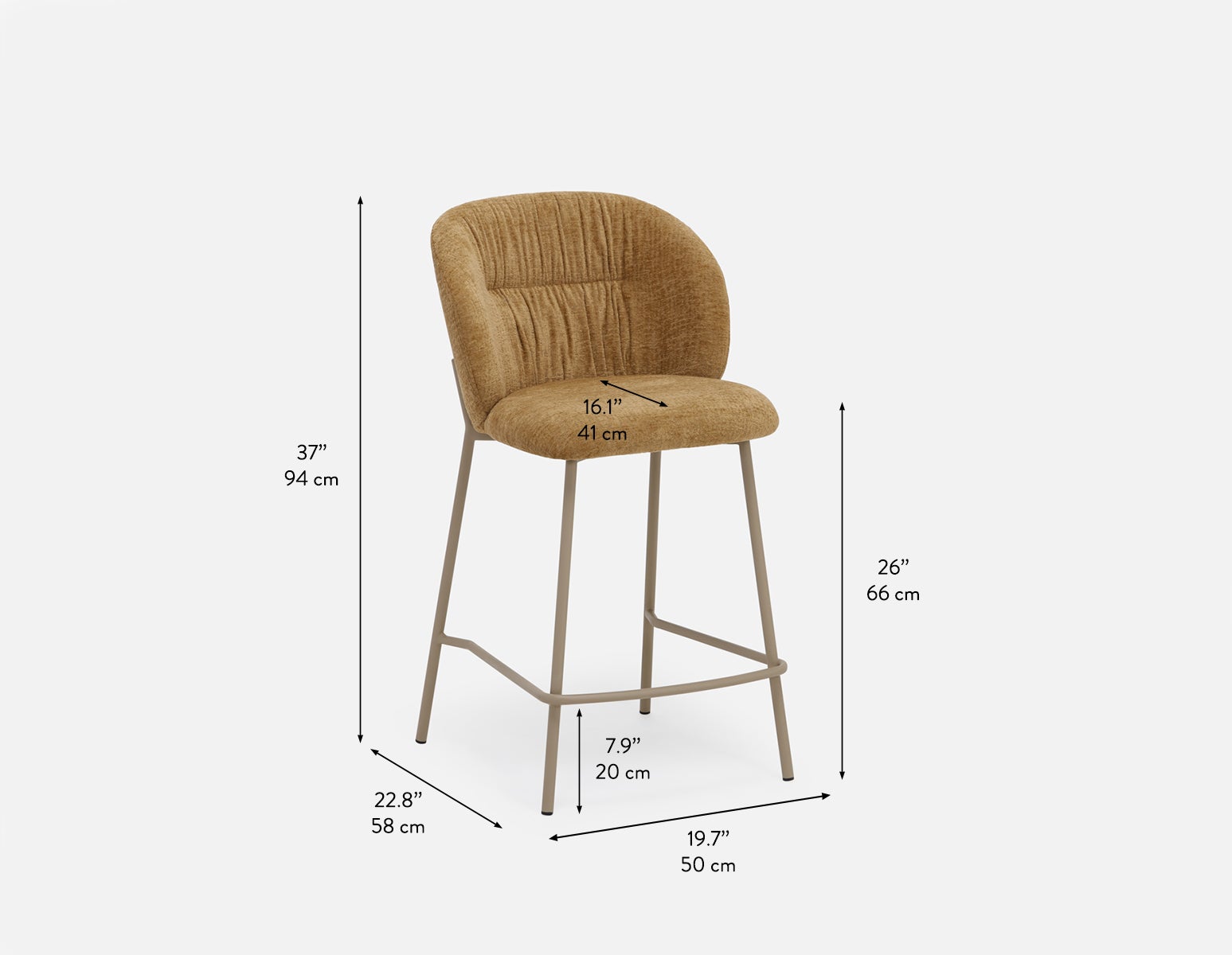 ELODI contemporary counter stool with backrest 66cm undefined