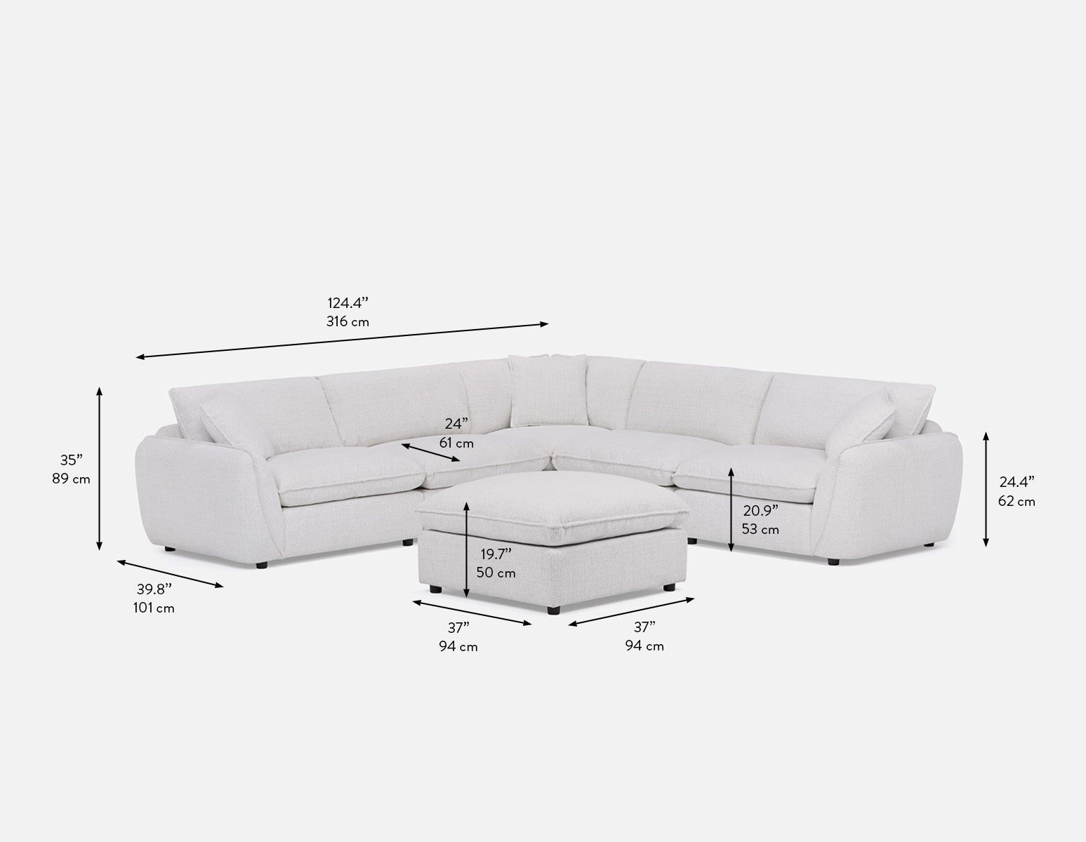 KIMM contemporary 6-pc modular sectional sofa undefined