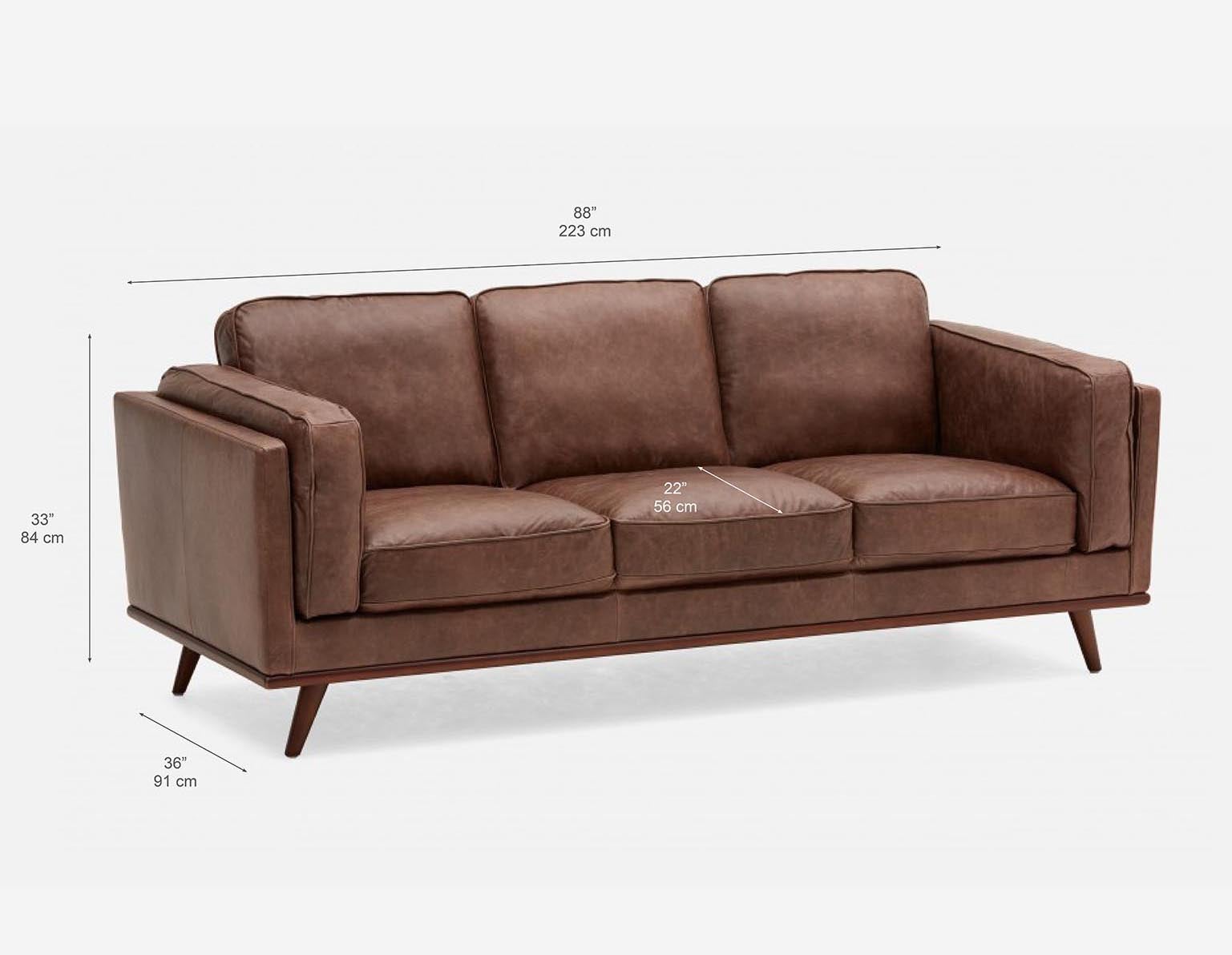 ROWAN mid-century modern 100% leather 3-seater sofa undefined