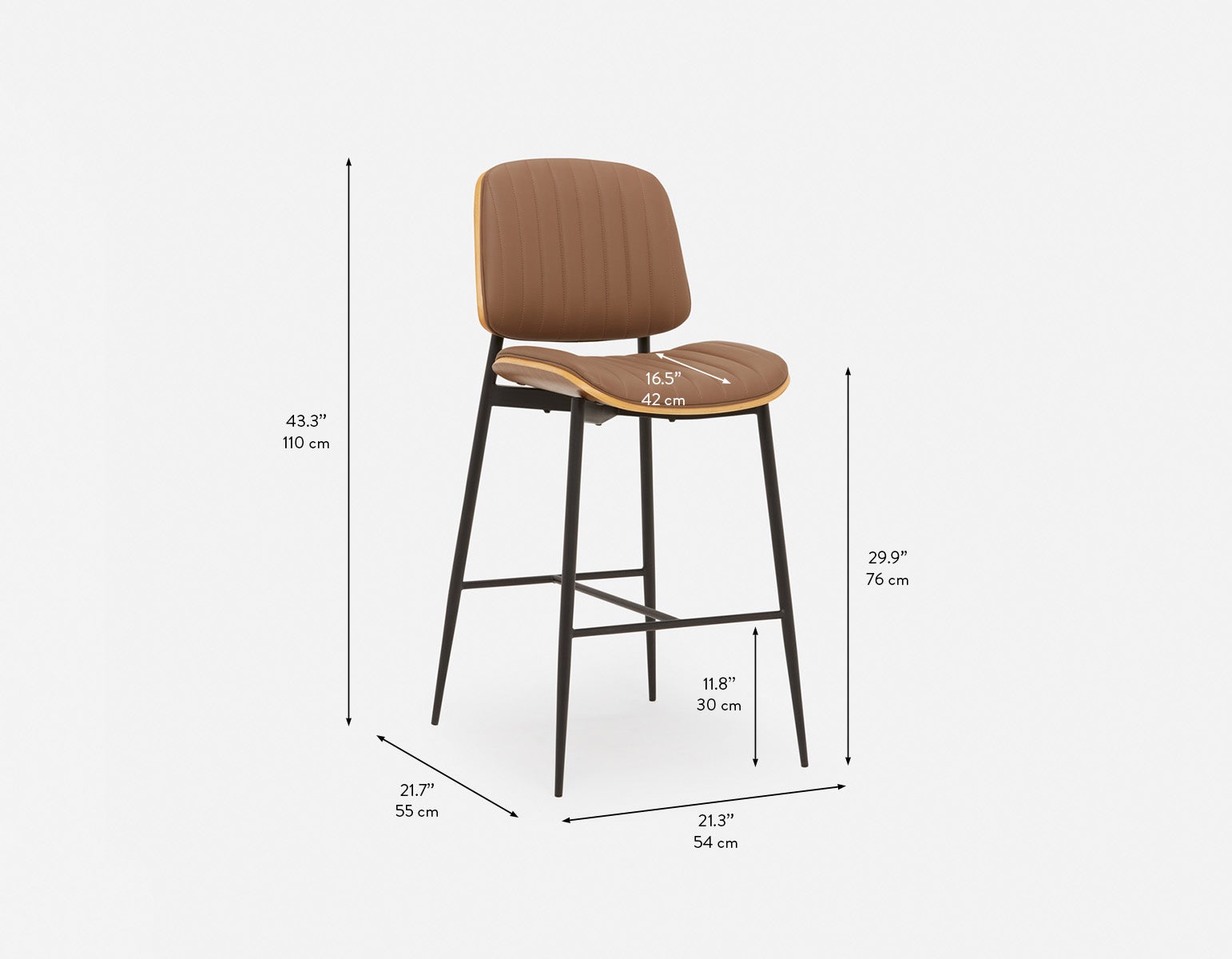 BEHARA mid-century modern retro bar stool 76 cm undefined