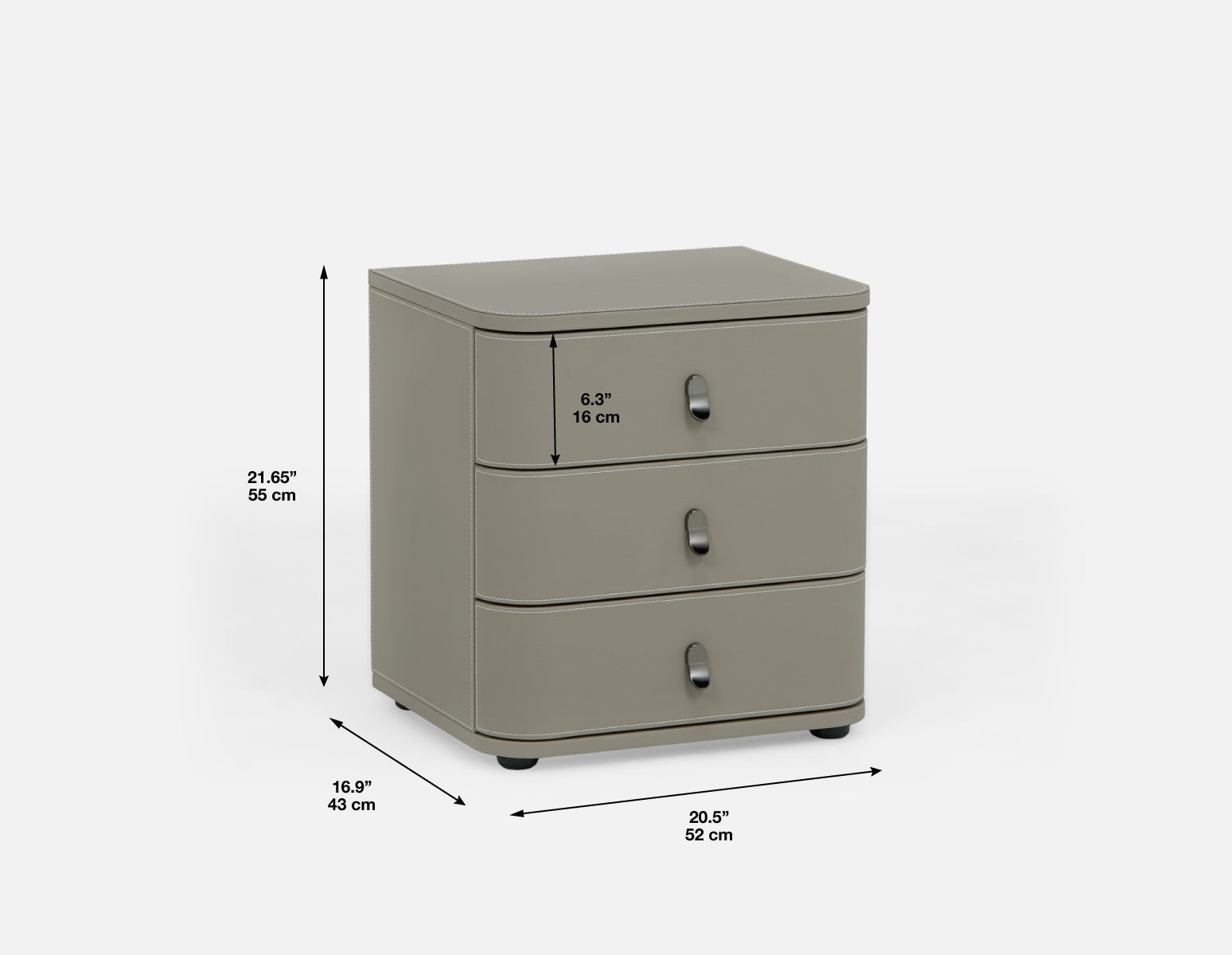 GAEL contemporary 3-drawer nightstand undefined