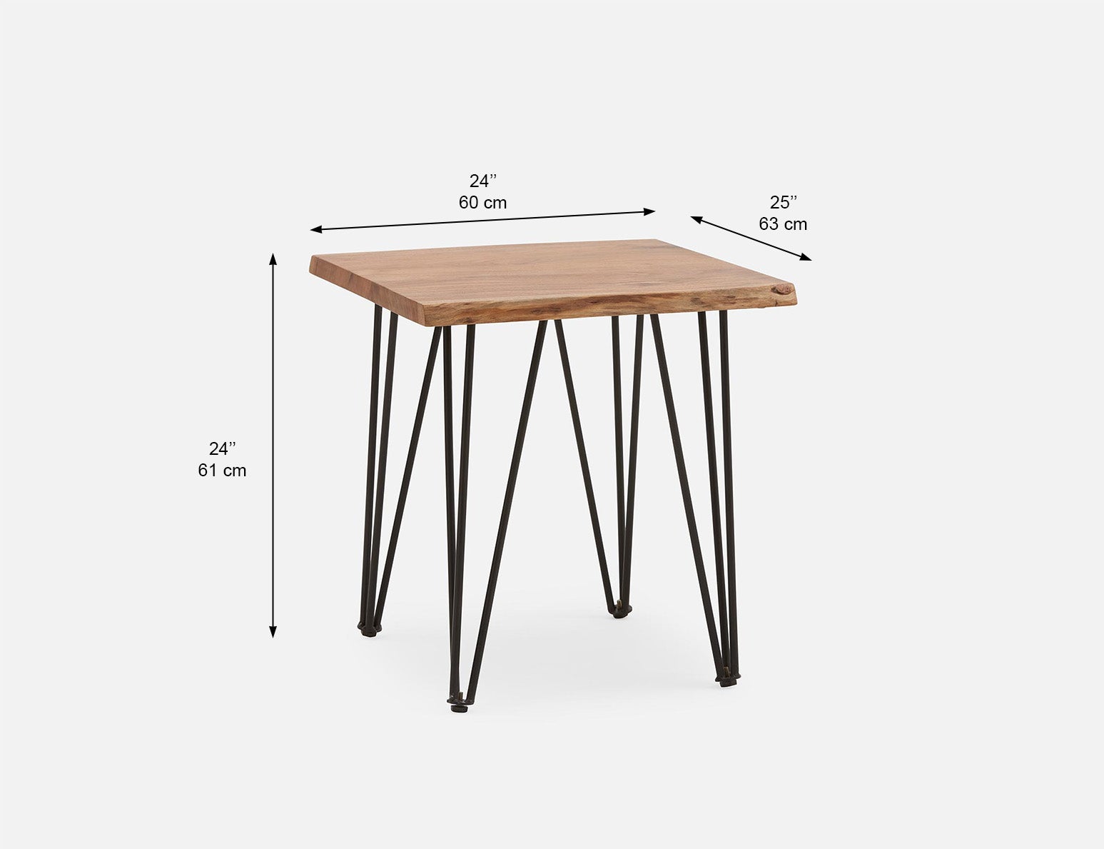 RENO solid acacia wood end table 60 cm undefined