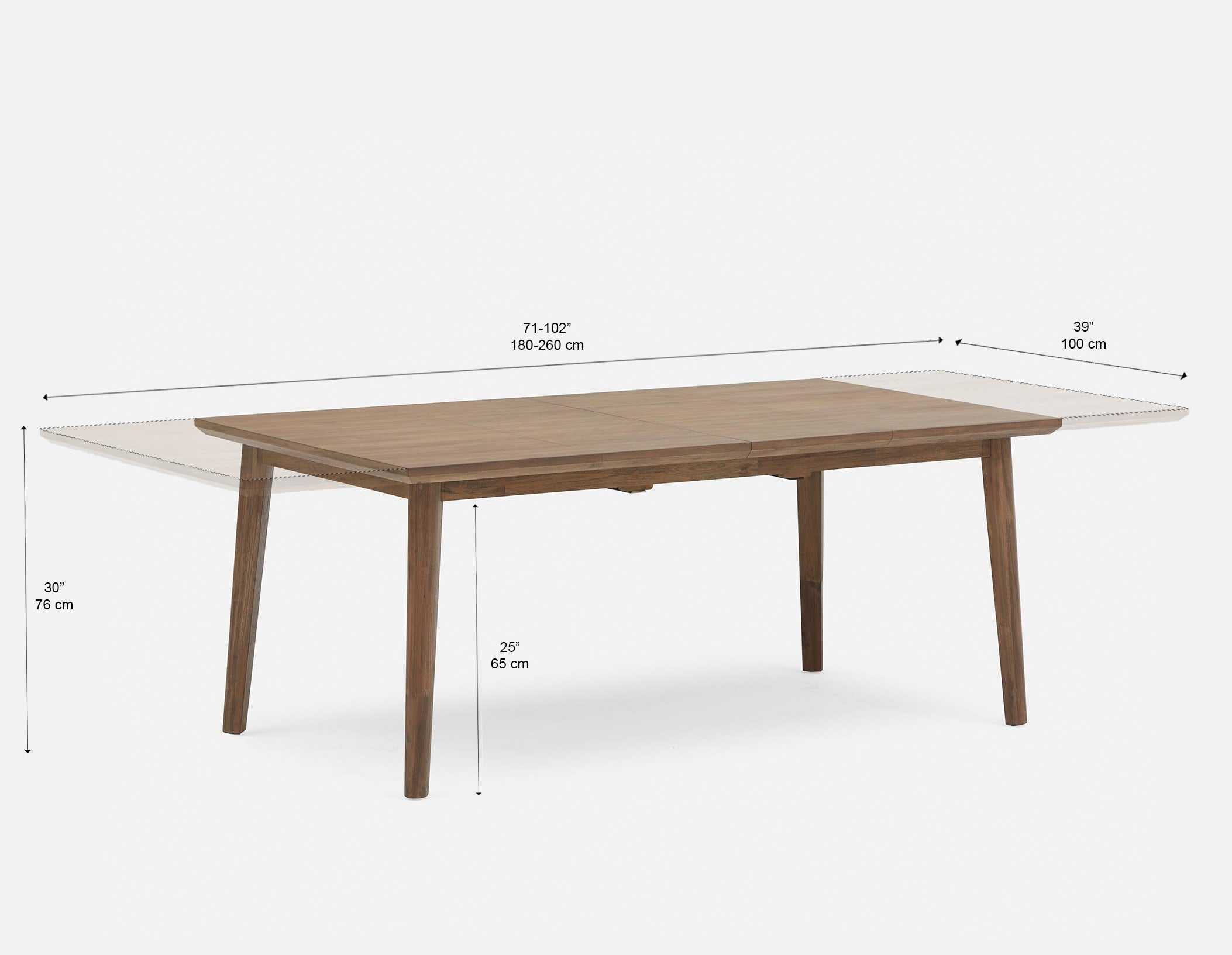 DINA table à rallonges en bois d'acacia 180 cm à 260 cm undefined