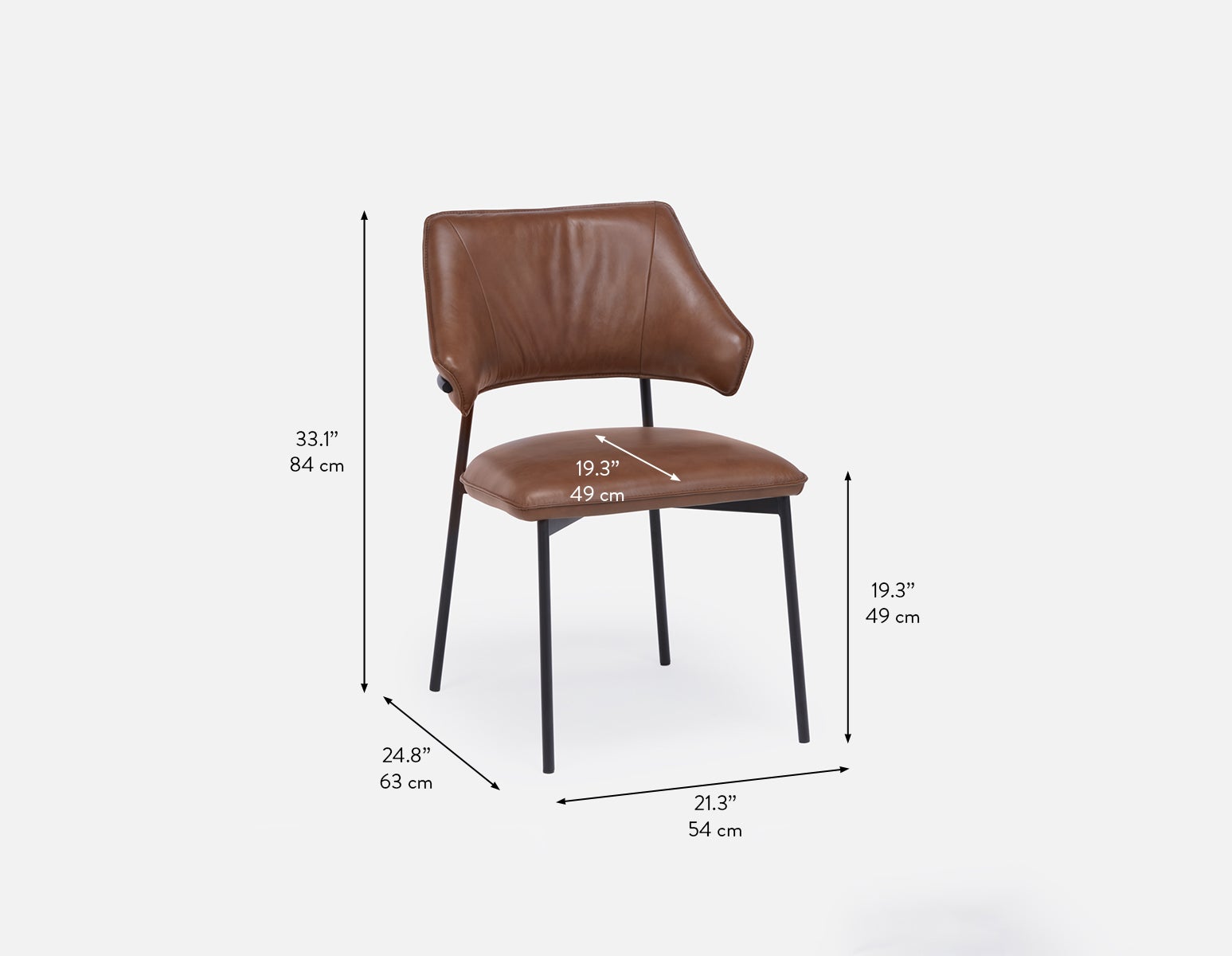 PALMA 100% leather mid-century modern dining chair undefined