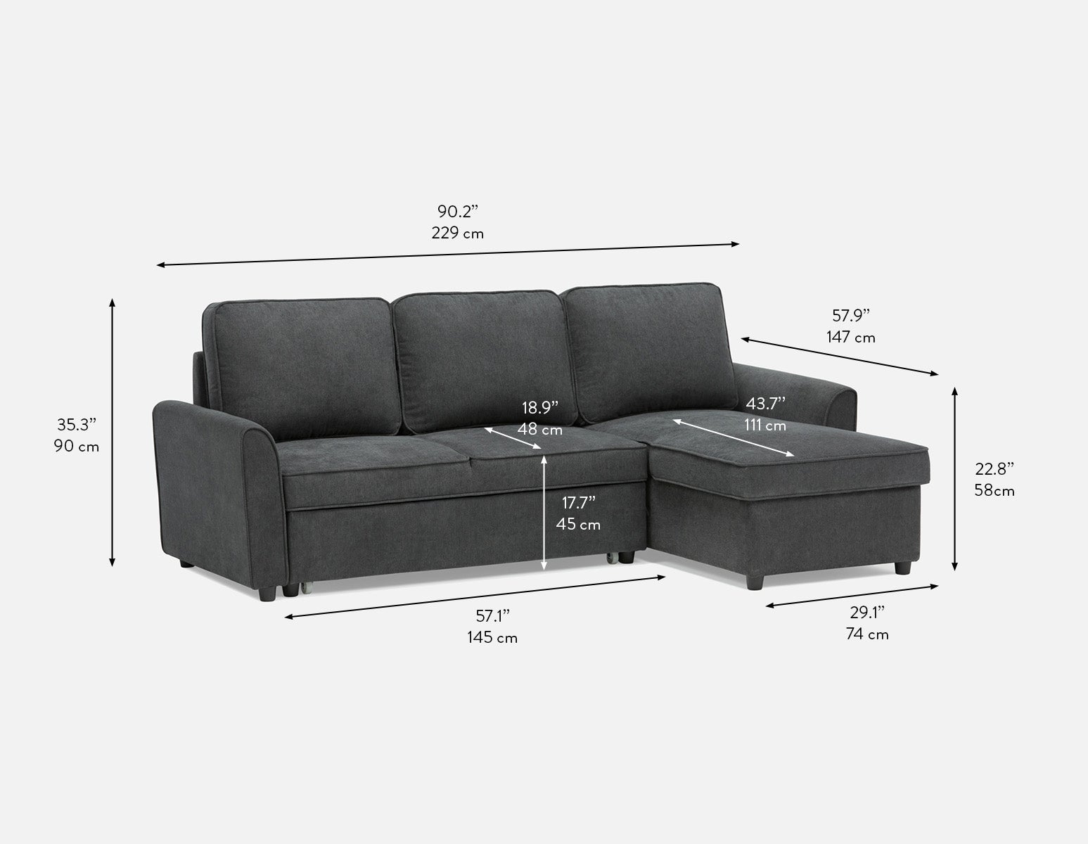 ALEX modern interchangeable sectional sofa-bed with storage undefined