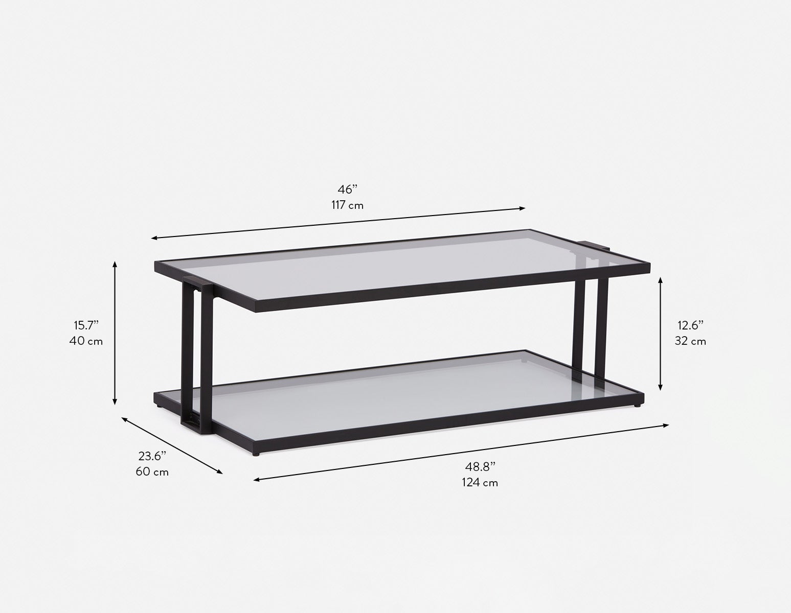AGLAYA table basse en fer avec verre trempé undefined