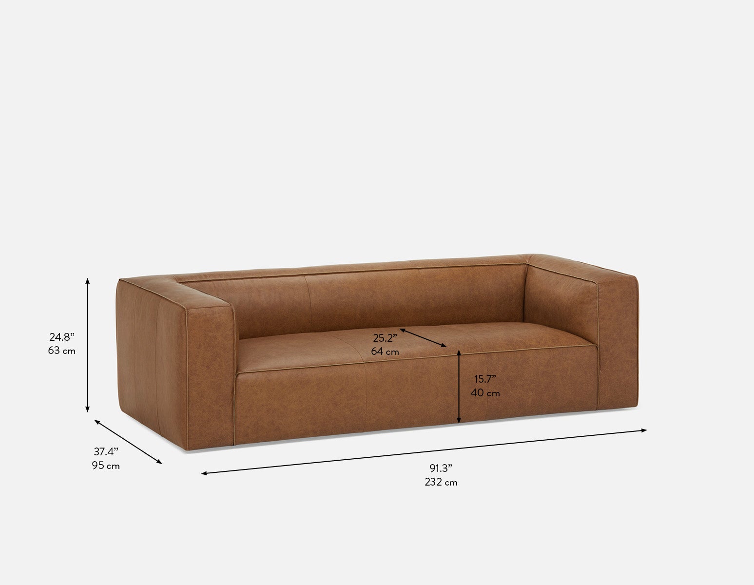 MONTE 100% leather classic 3-seater sofa undefined