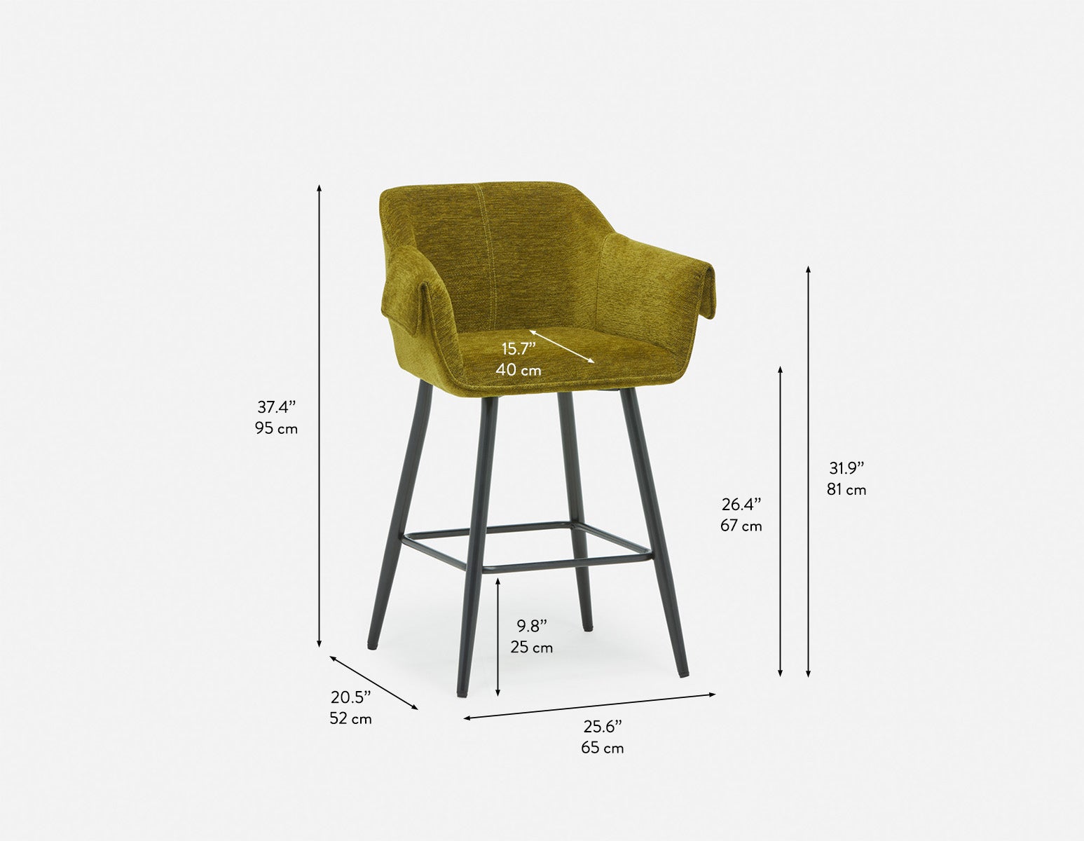 RALPH mid-century upholstered counter stool 66cm undefined