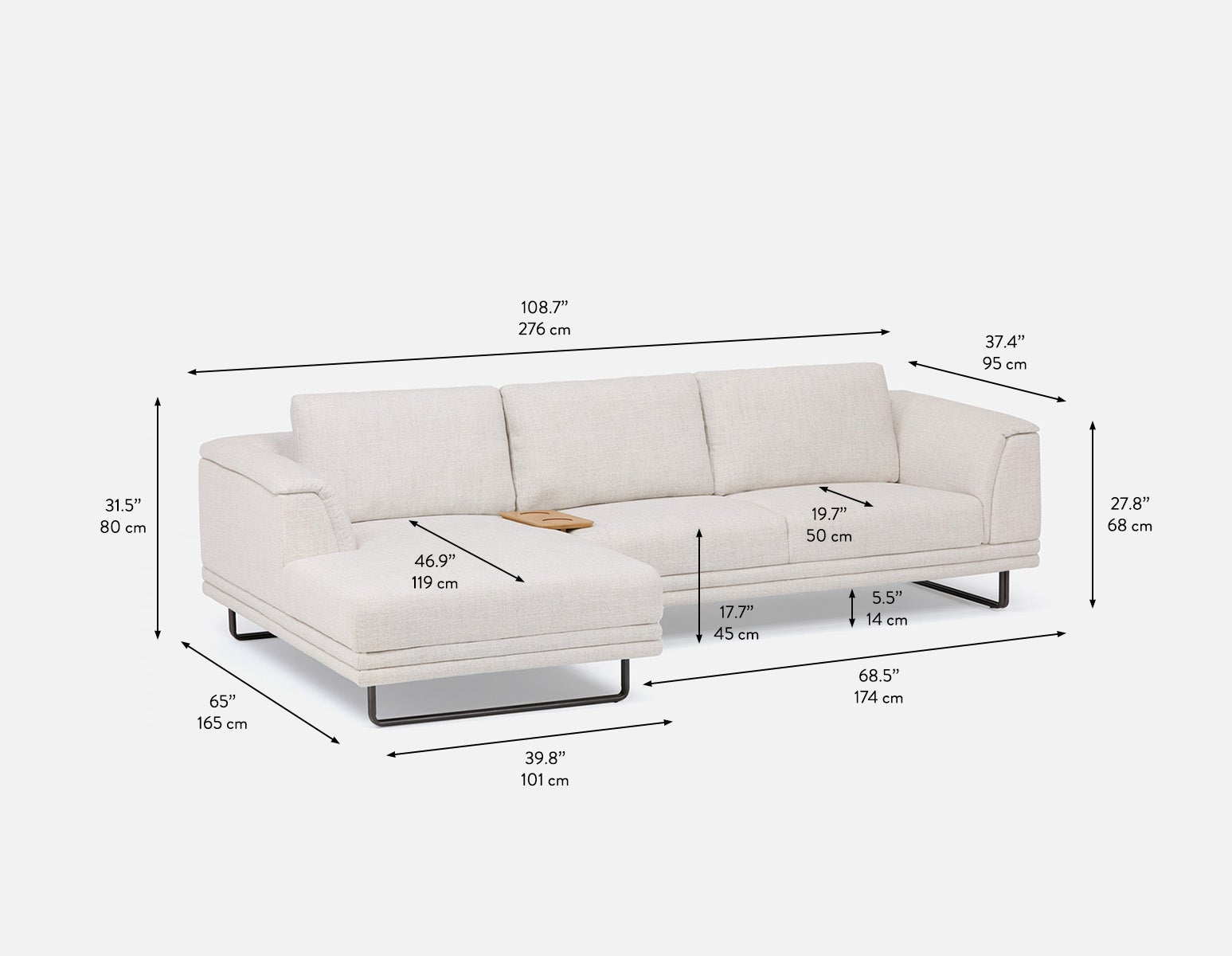 DIEGO modern contemporary sectional-sofa with tray undefined