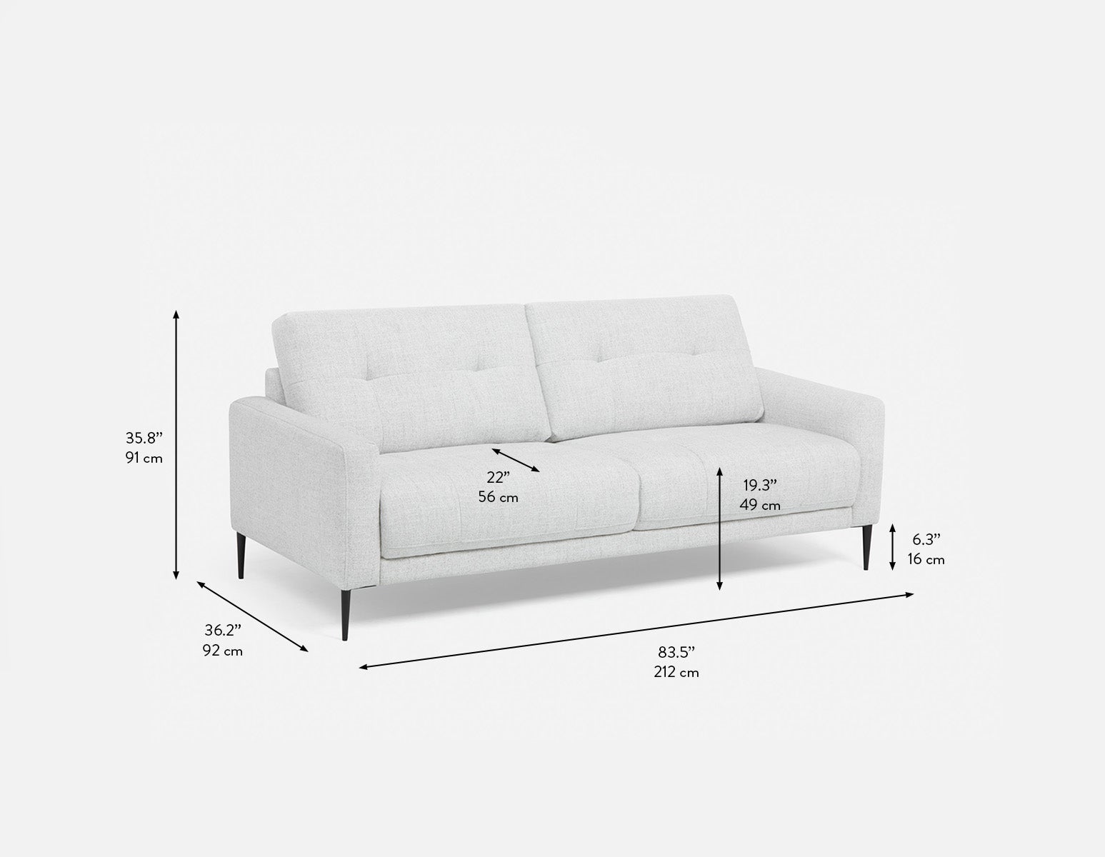 MIGUELA mid-century modern 3-seater sofa undefined