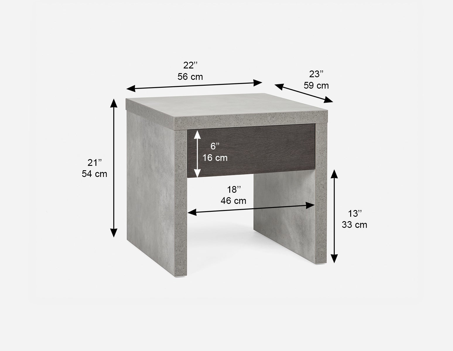 LIAM industrial chic end table 56 cm undefined