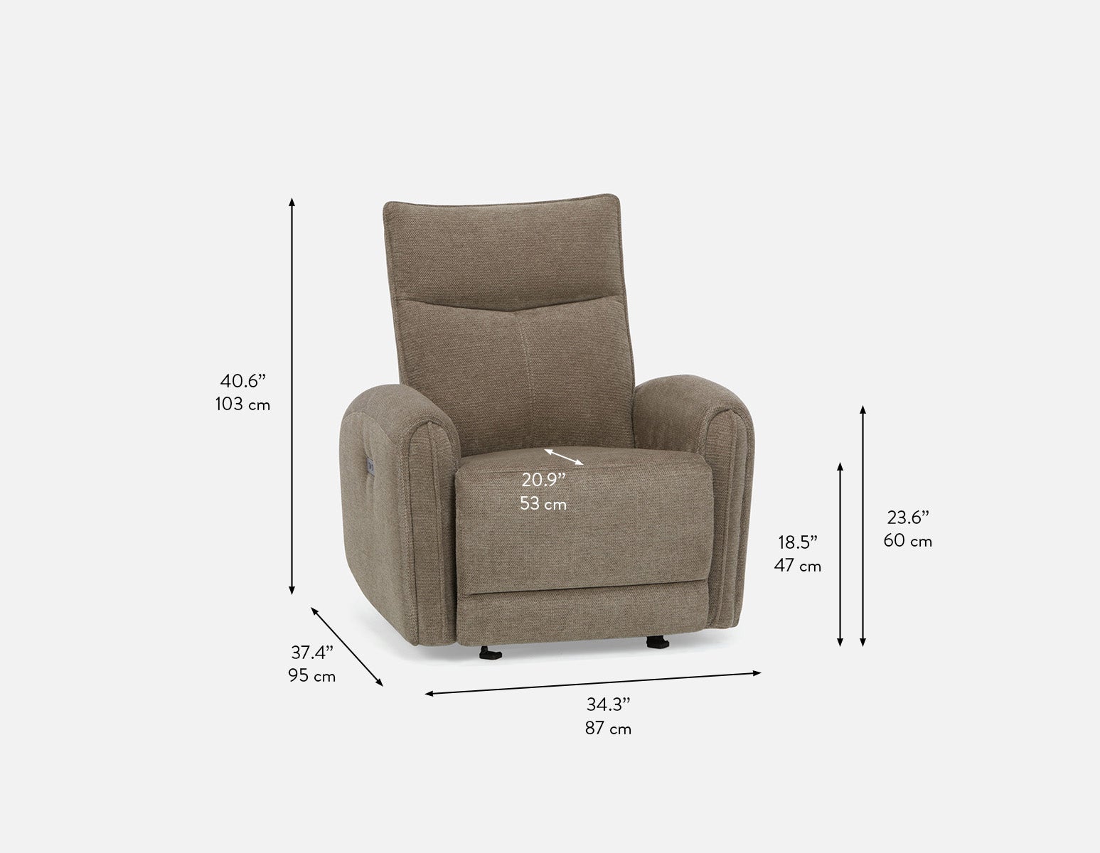 CALVERO contemporary power-reclining and glider armchair with usb port undefined