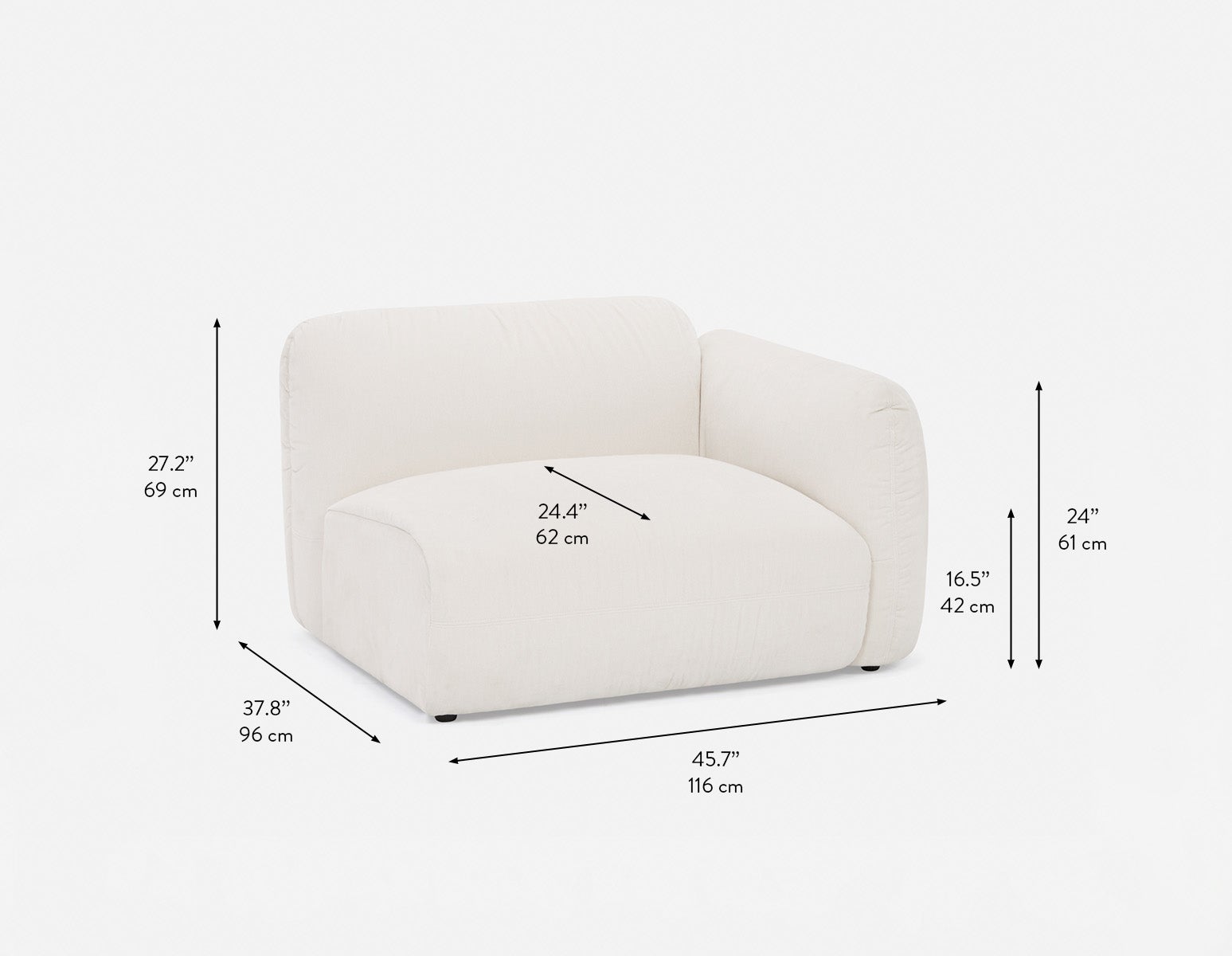 MODENA modular sofa right arm customize to fit your space undefined