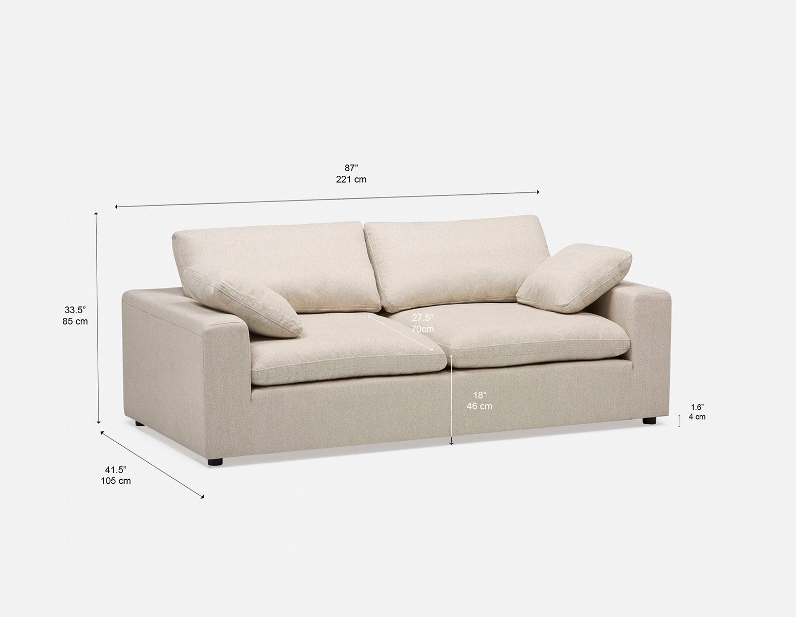 SOFT contemporary 3-seater sofa undefined