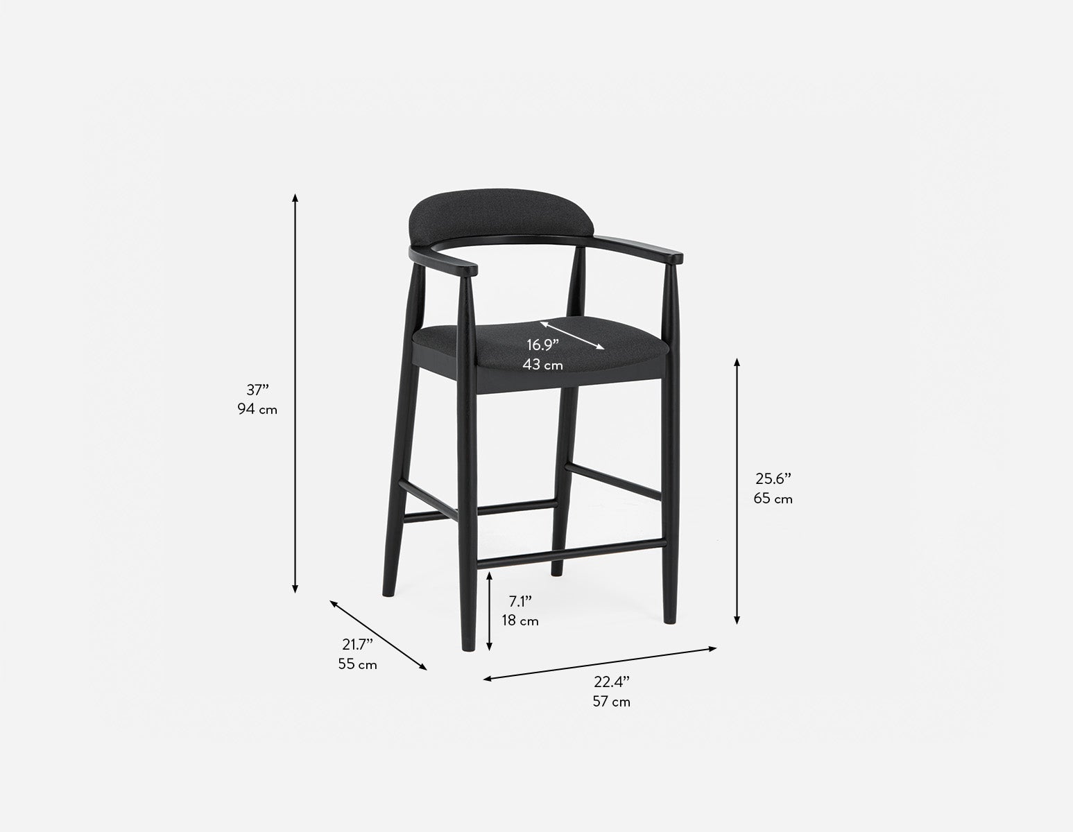 JOSY mid-century counter stool 66cm undefined