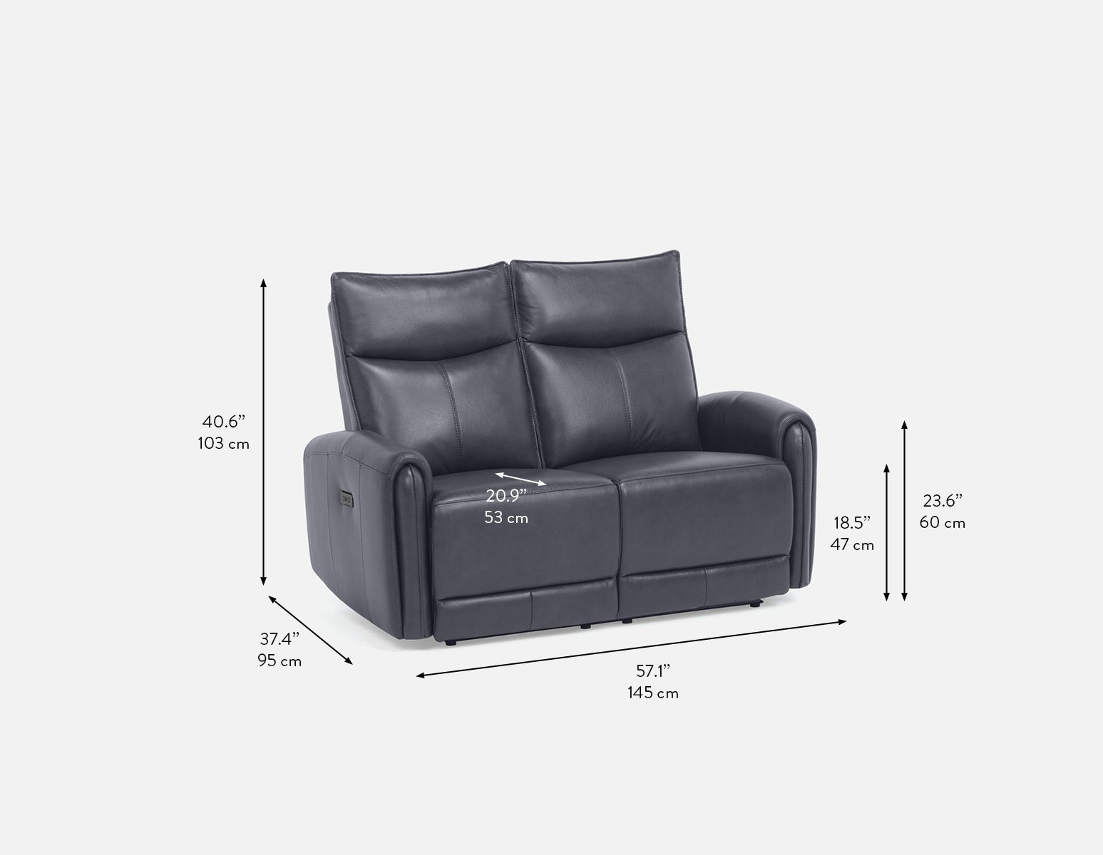 CALVERO causeuse inclinable électrique 100% cuir avec port usb contemporaine undefined
