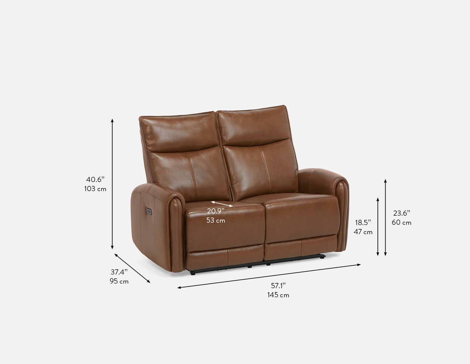 CALVERO causeuse inclinable électrique 100% cuir avec port usb contemporaine undefined