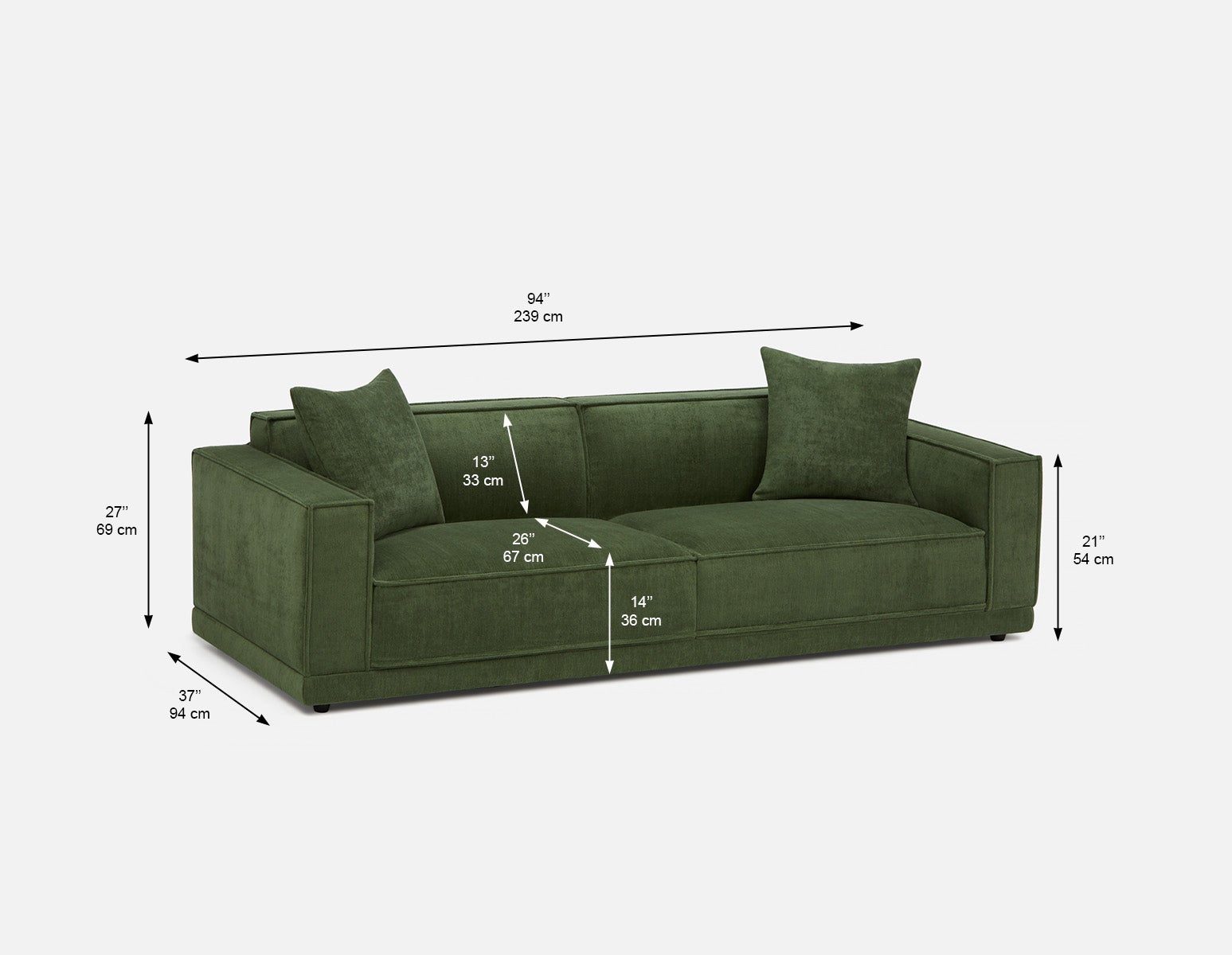 HILLARY modern low back 96" luxury sofa undefined