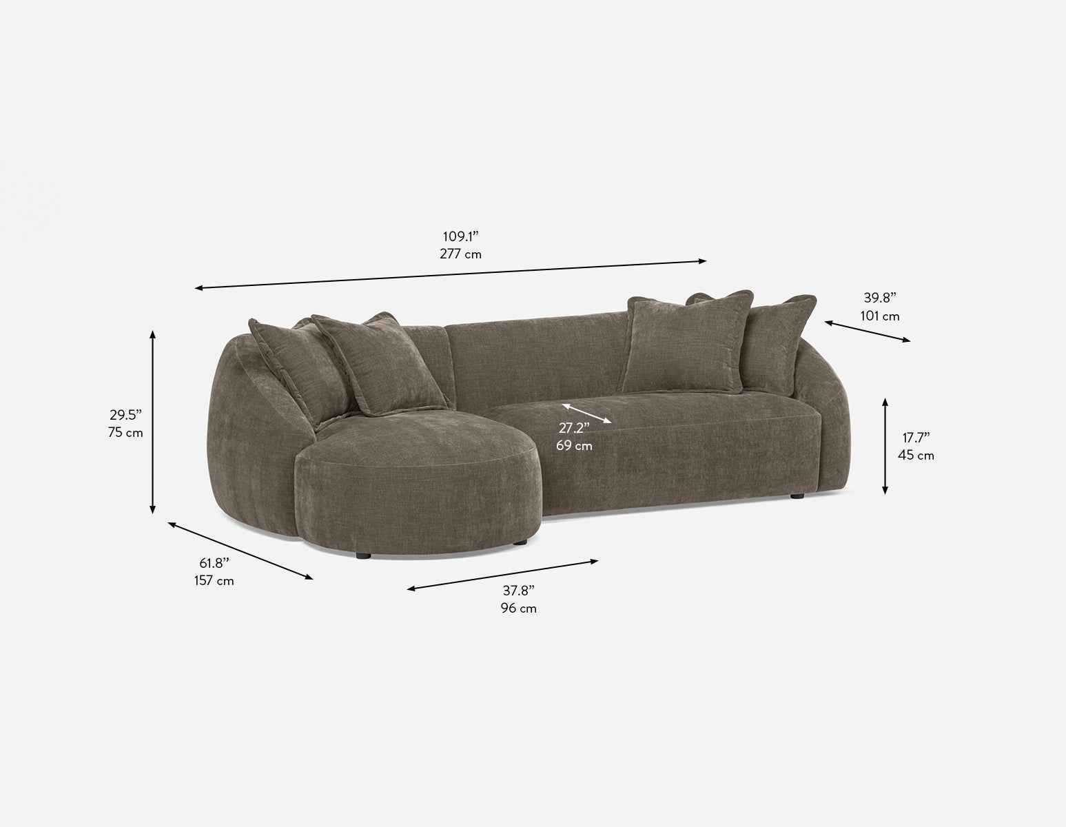 DOYER modern left-facing sectional sofa undefined