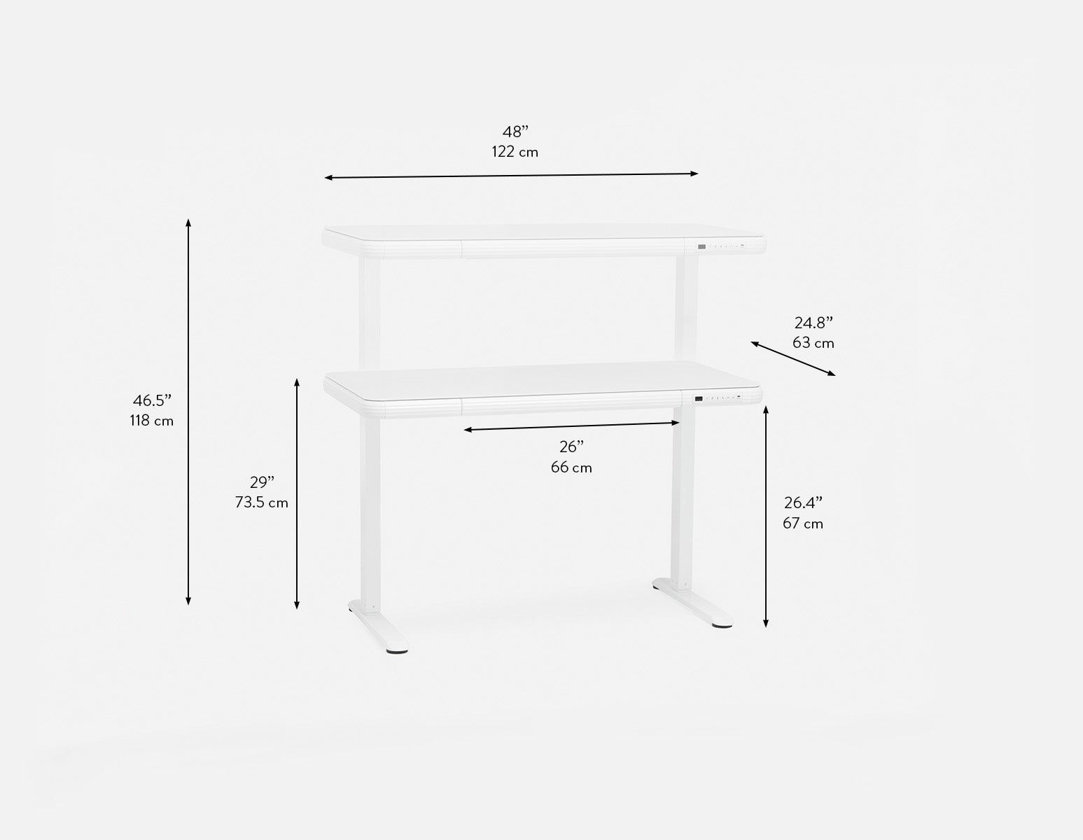 JETSON bureau électrique à moteur unique 2 niveaux 120 cm undefined