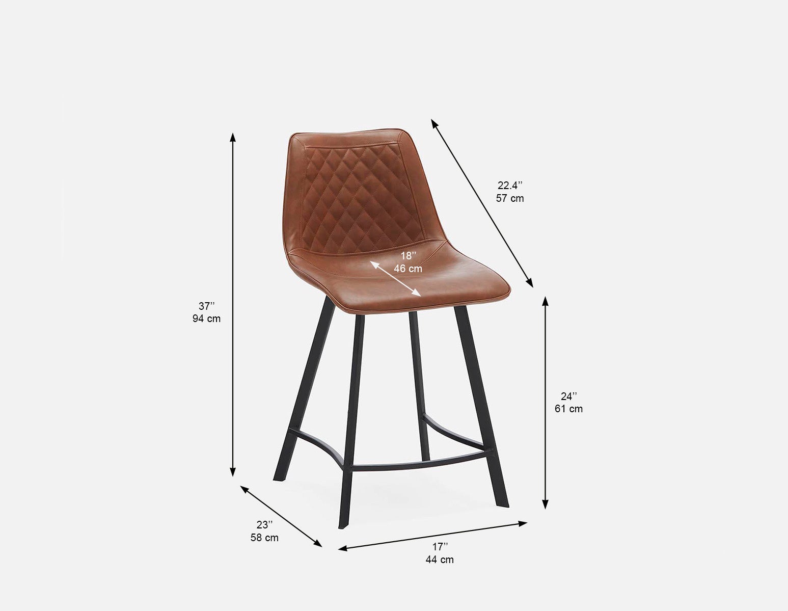 MALI tabouret de comptoir moderne avec dossier 61 cm undefined